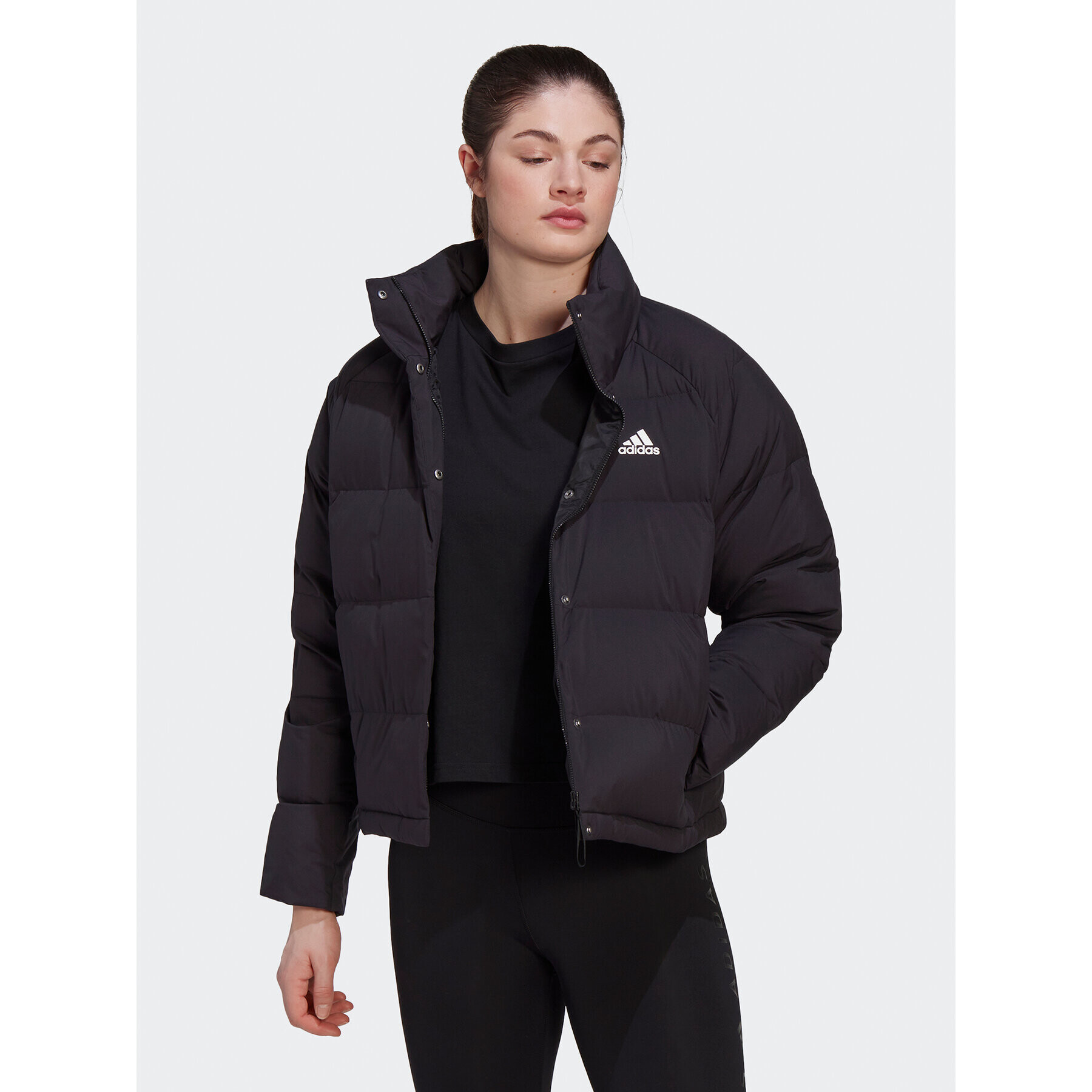 adidas Geacă din puf Helionic Relaxed Down HG8696 Negru Loose Fit - Pled.ro