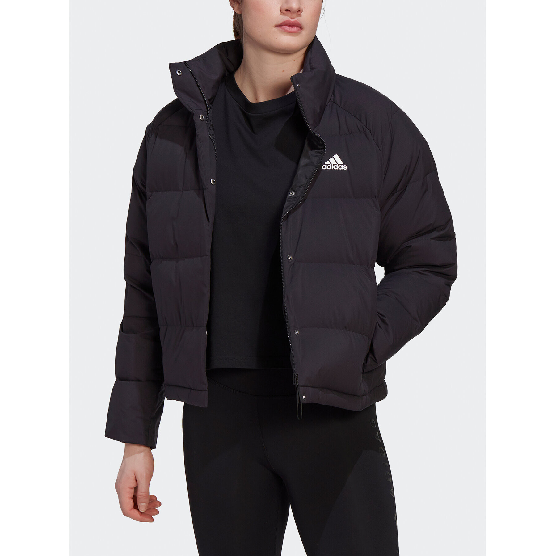 adidas Geacă din puf Helionic Relaxed Down HG8696 Negru Loose Fit - Pled.ro