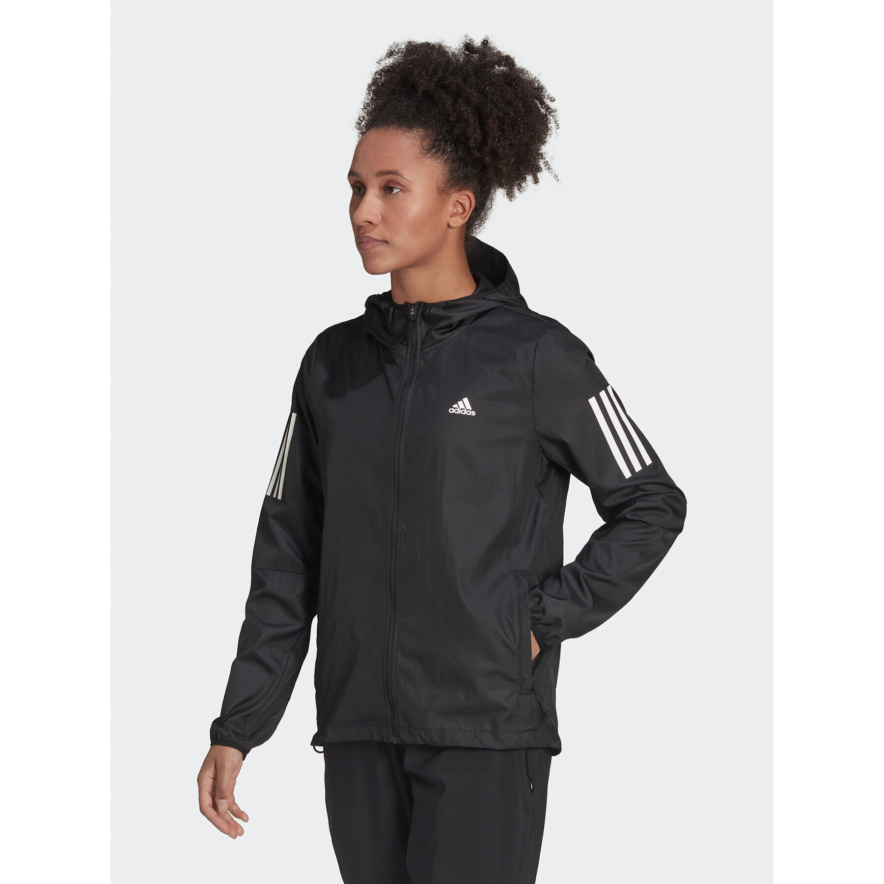 adidas Geacă Own the Run Hooded Running Windbreaker H59271 Negru Regular Fit - Pled.ro