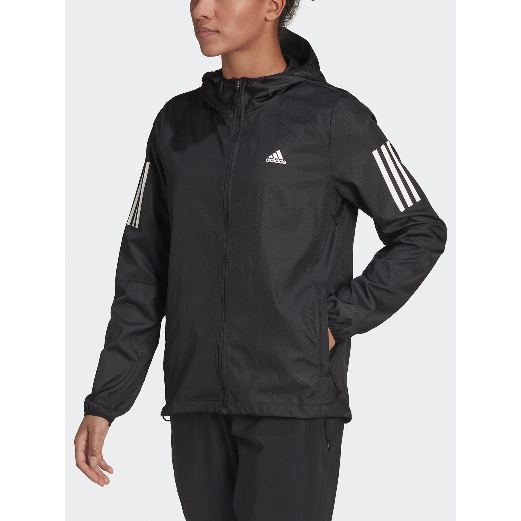 adidas Geacă Own the Run Hooded Running Windbreaker H59271 Negru Regular Fit - Pled.ro