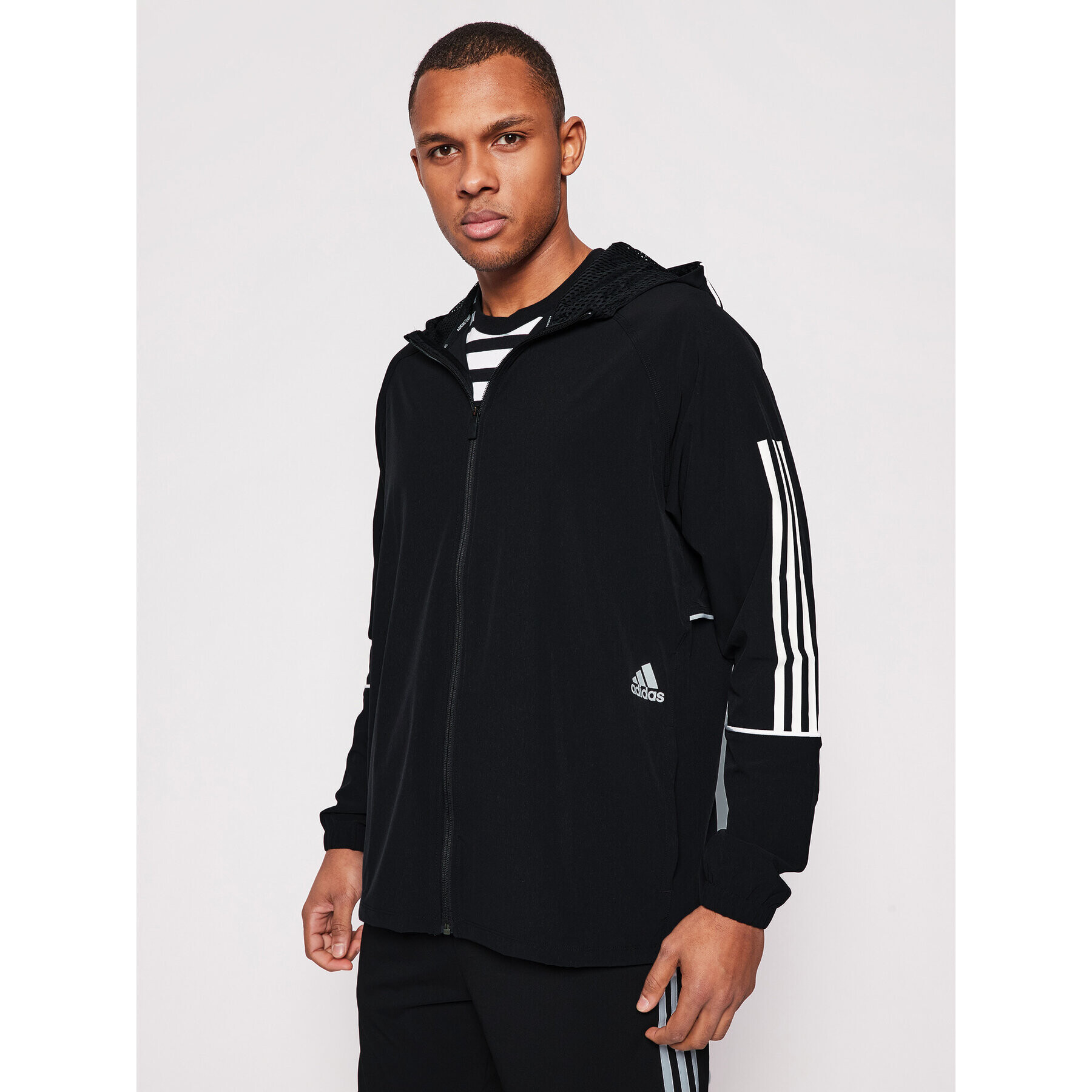 adidas Geacă Player 3-Stripes GL4799 Negru Relaxed Fit - Pled.ro