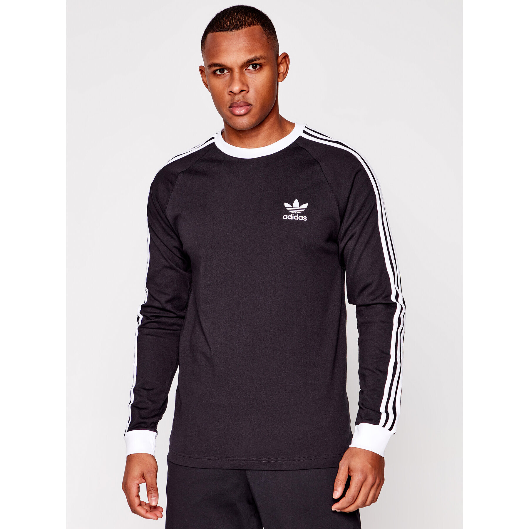 adidas Longsleeve adicolor Classics 3-Stripes GN3478 Negru Slim Fit - Pled.ro