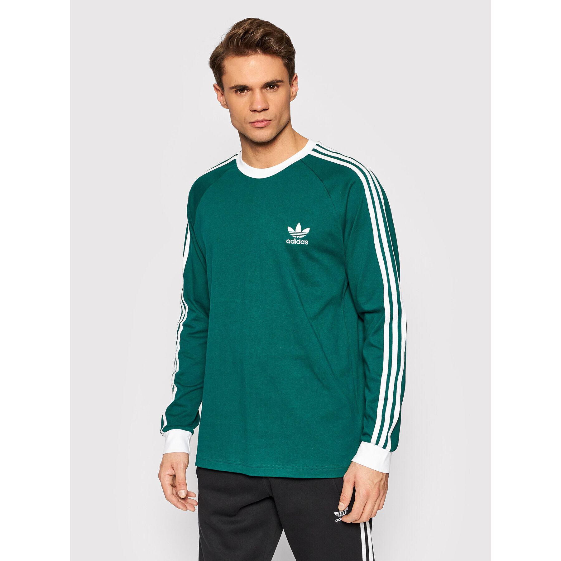 adidas Longsleeve adicolor Classics 3-Stripes HE9533 Verde Slim Fit - Pled.ro