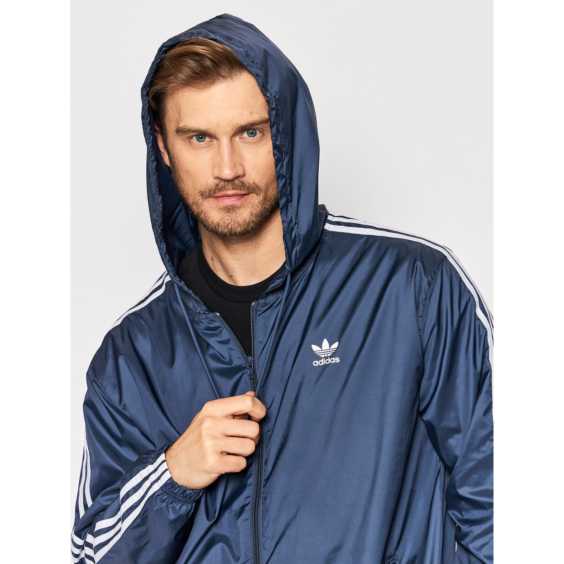 adidas Geacă de vânt adicolor 3-Stripes HB9491 Bleumarin Loose Fit - Pled.ro