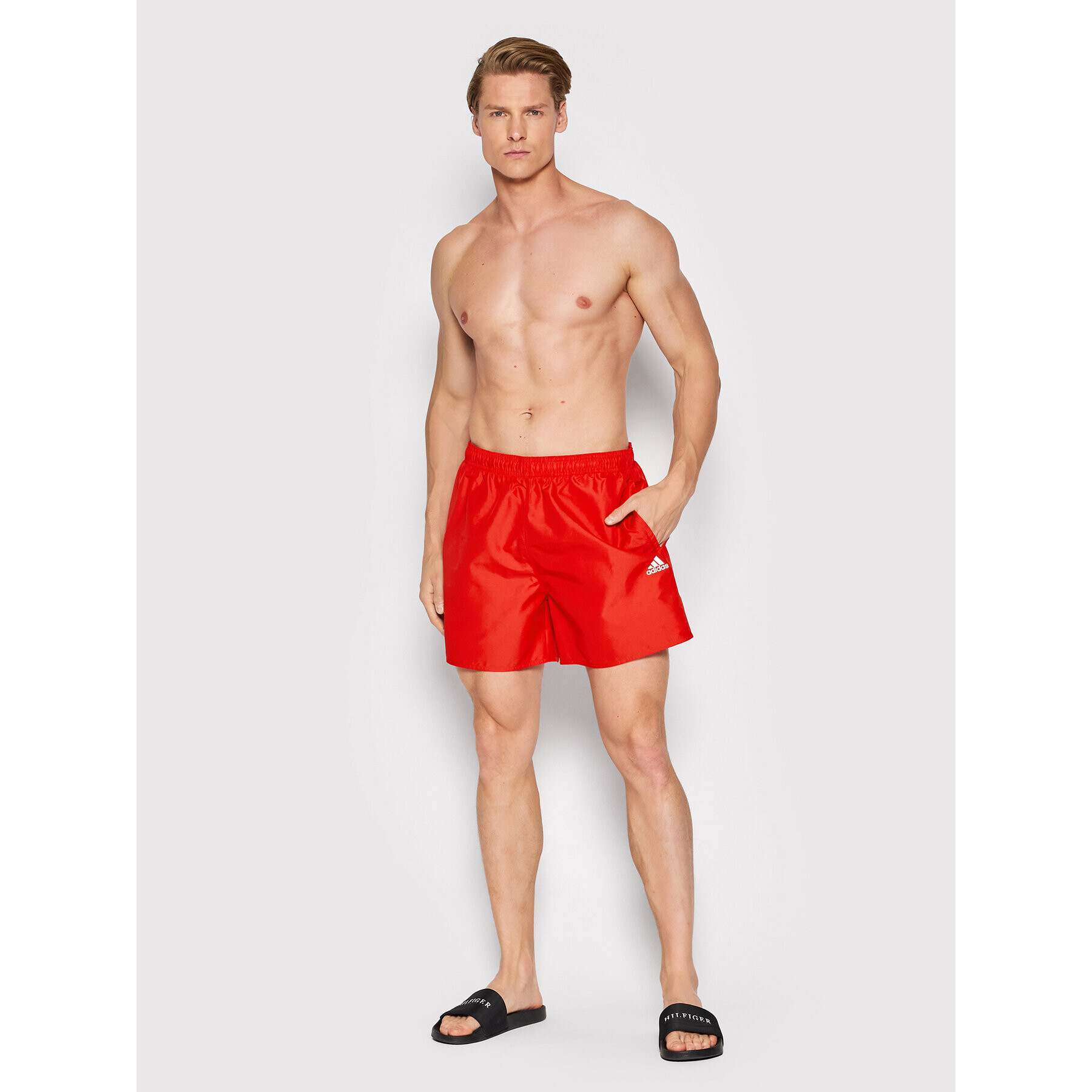 adidas Pantaloni scurți pentru înot Solid Swim HA0384 Roșu Regular Fit - Pled.ro