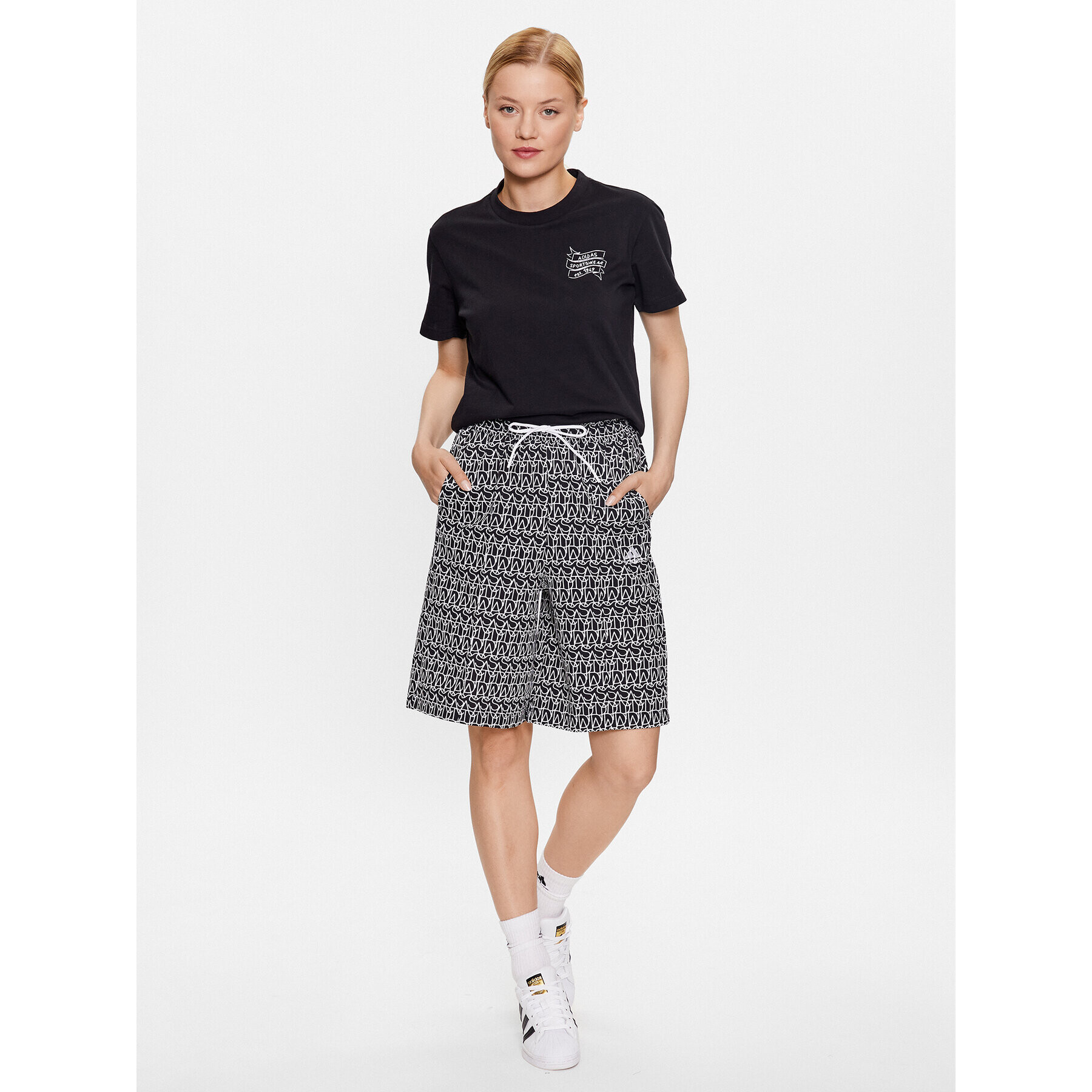 adidas Pantaloni scurți sport Allover Graphic Culottes IC5701 Negru Regular Fit - Pled.ro