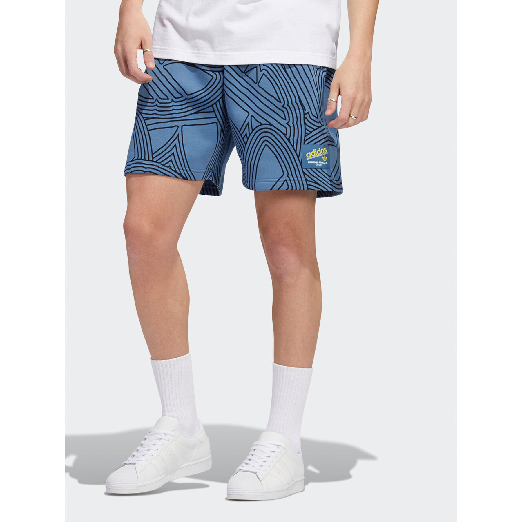 adidas Pantaloni scurți sport Original Athletic Club Allover Print HI2969 Albastru Regular Fit - Pled.ro