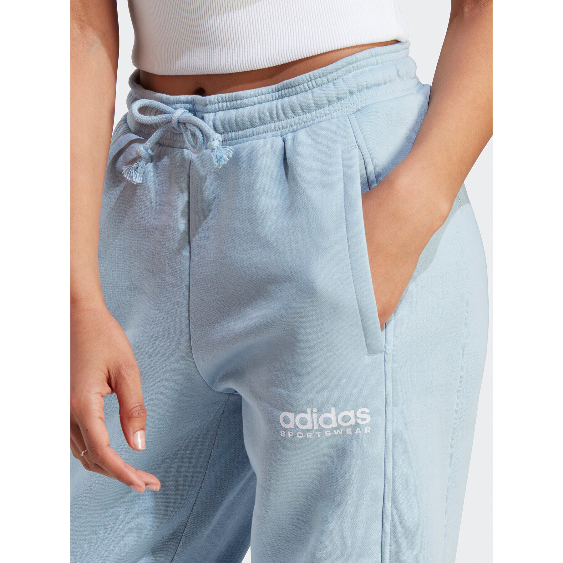 adidas Pantaloni trening All SZN Fleece Graphic IL3244 Albastru Loose Fit - Pled.ro