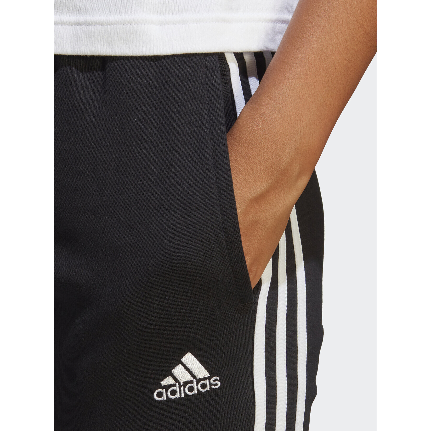 adidas Pantaloni trening Essentials 3-Stripes French Terry Cuffed Joggers IC8770 Negru Slim Fit - Pled.ro