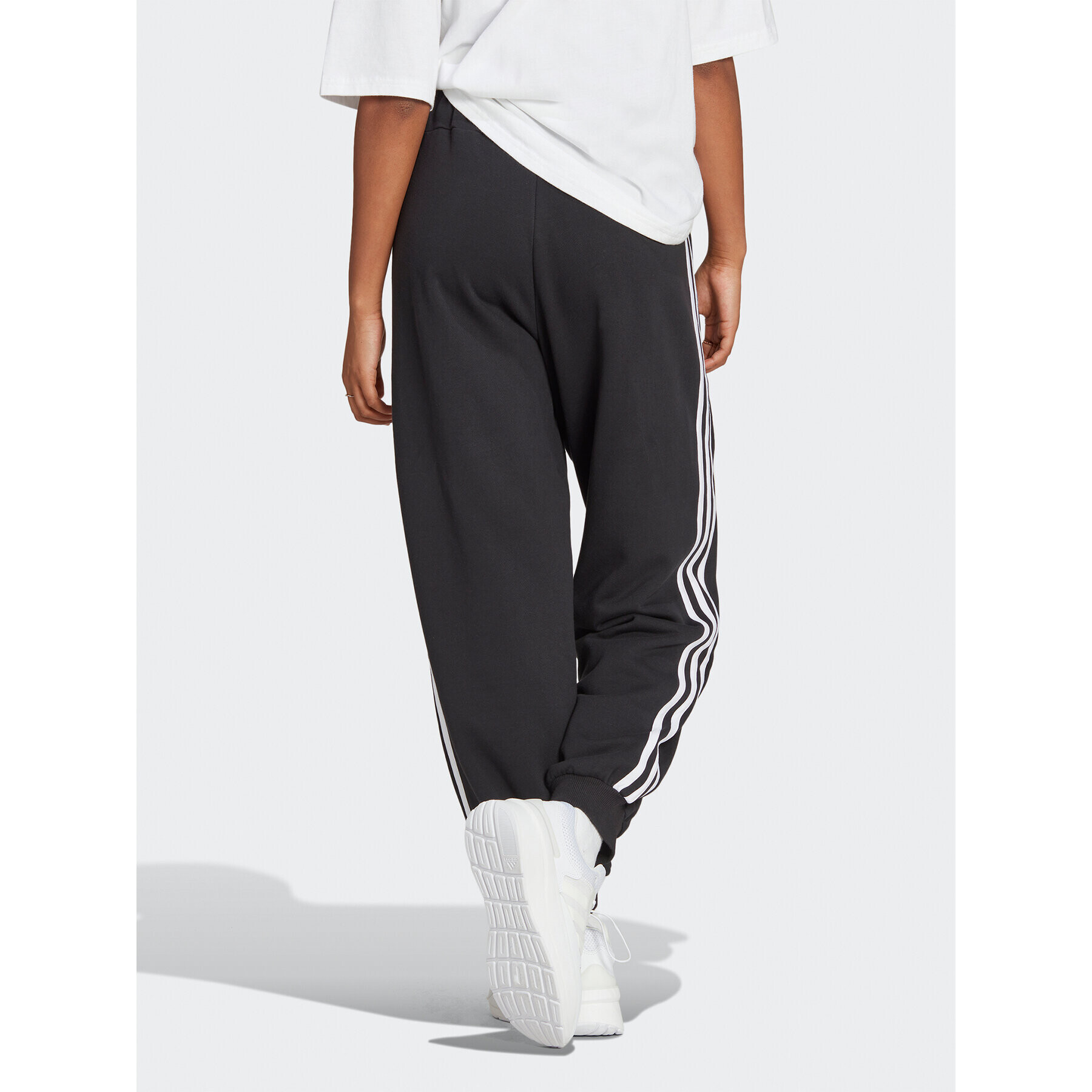 adidas Pantaloni trening Essentials 3-Stripes French Terry Loose-Fit Joggers HA4375 Negru Loose Fit - Pled.ro