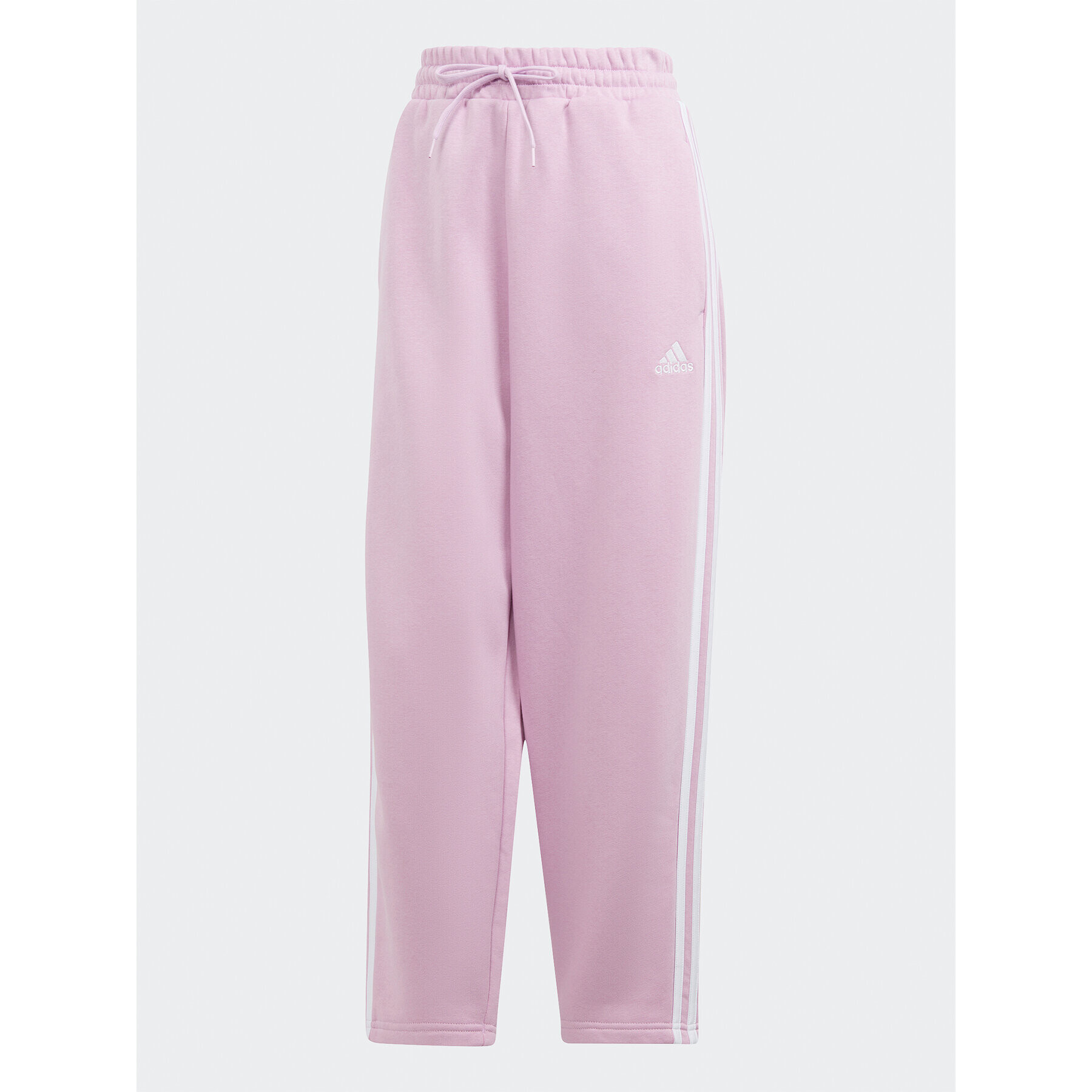 adidas Pantaloni trening Essentials 3-Stripes Open Hem Fleece IJ7455 Roz Loose Fit - Pled.ro