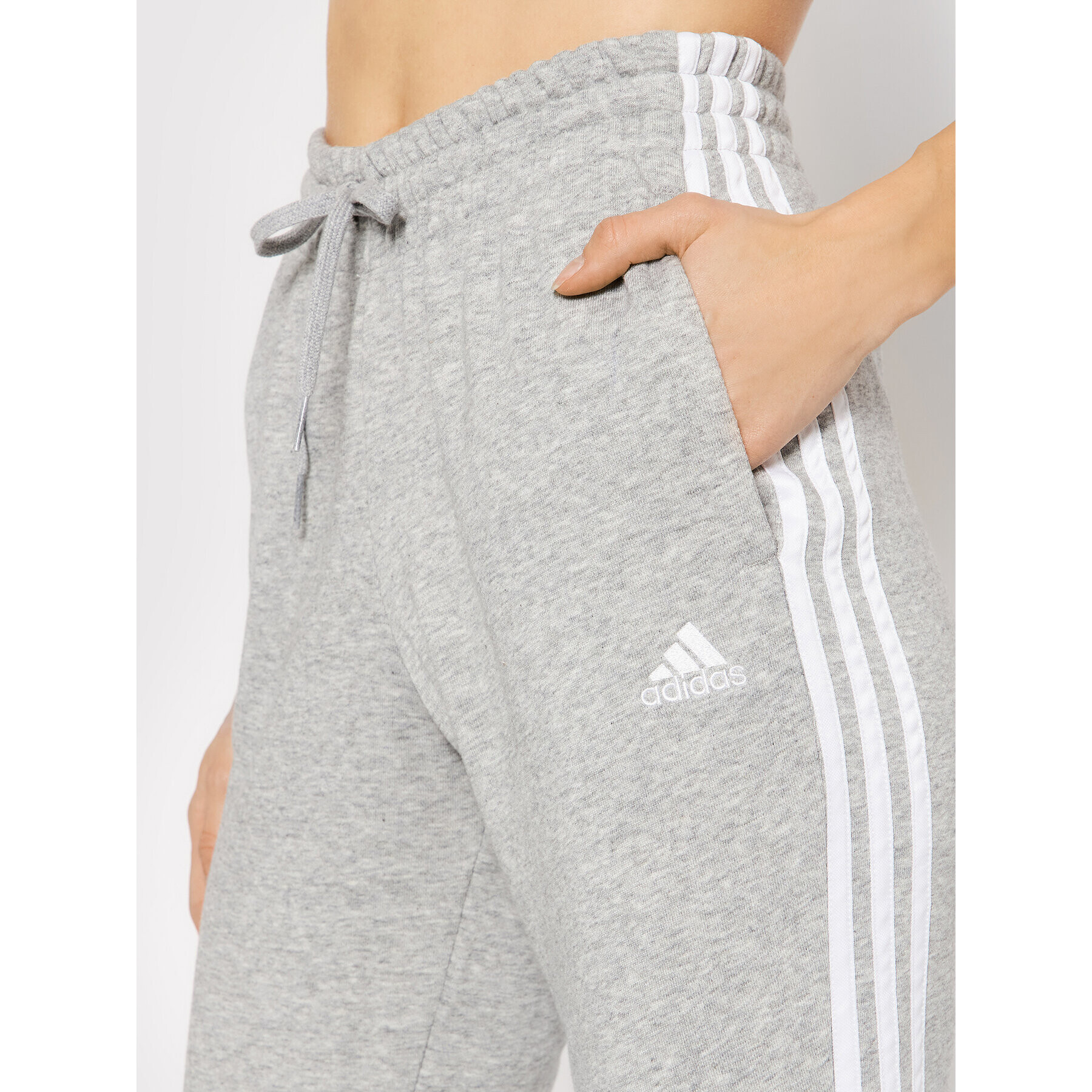 adidas Pantaloni trening Essentials French Terry 3-Stripes GM8735 Gri Slim Fit - Pled.ro