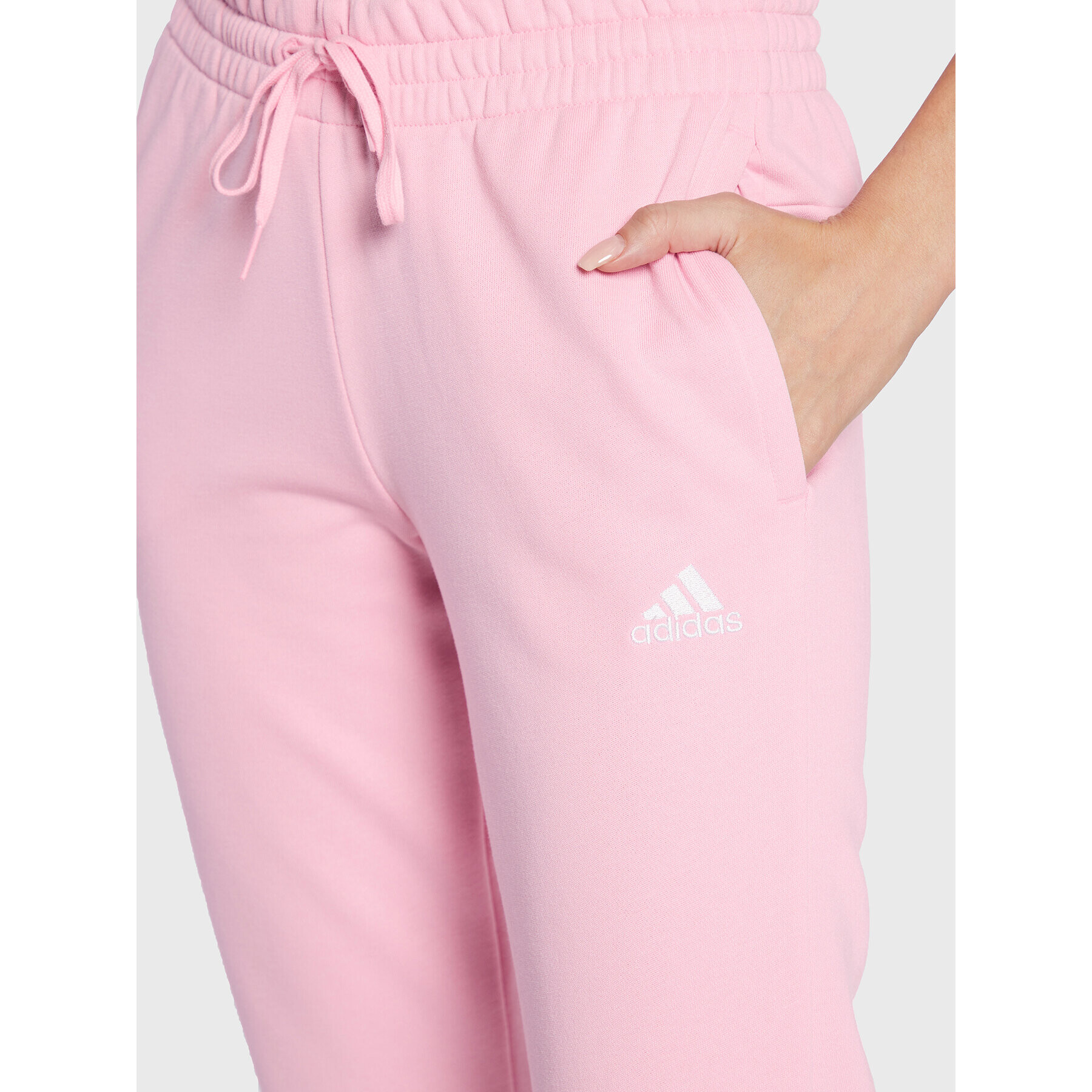 adidas Pantaloni trening Essentials French Terry Logo HL2128 Roz Slim Fit - Pled.ro