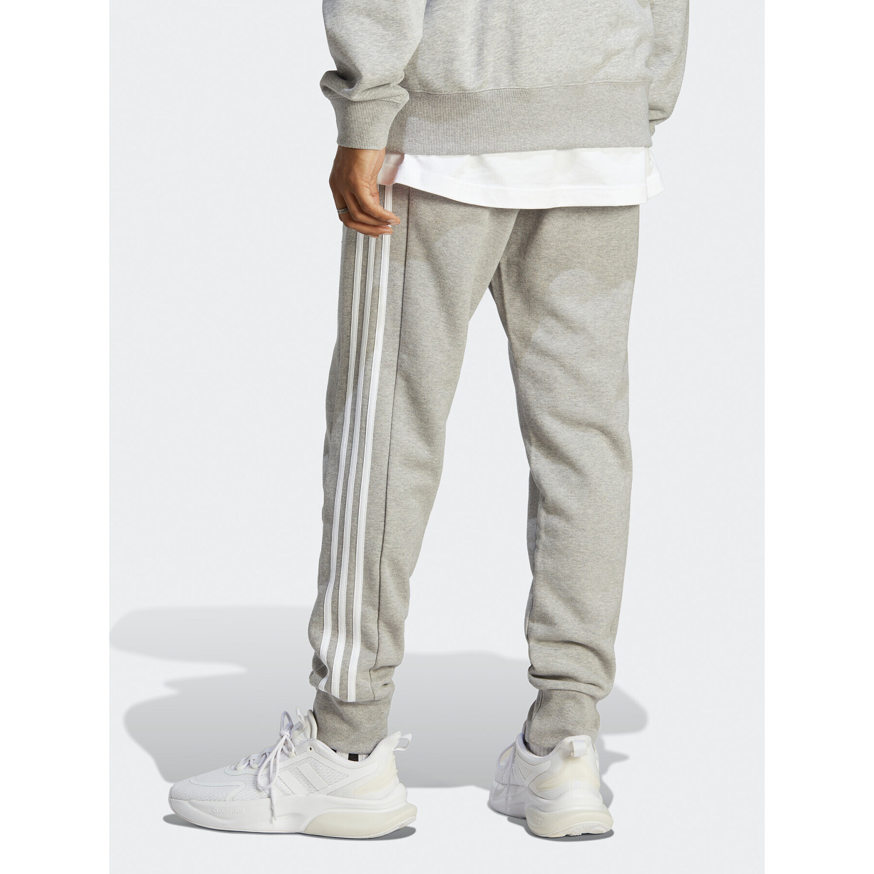 adidas Pantaloni trening Essentials French Terry Tapered Cuff 3-Stripes Joggers IC9407 Gri Regular Fit - Pled.ro