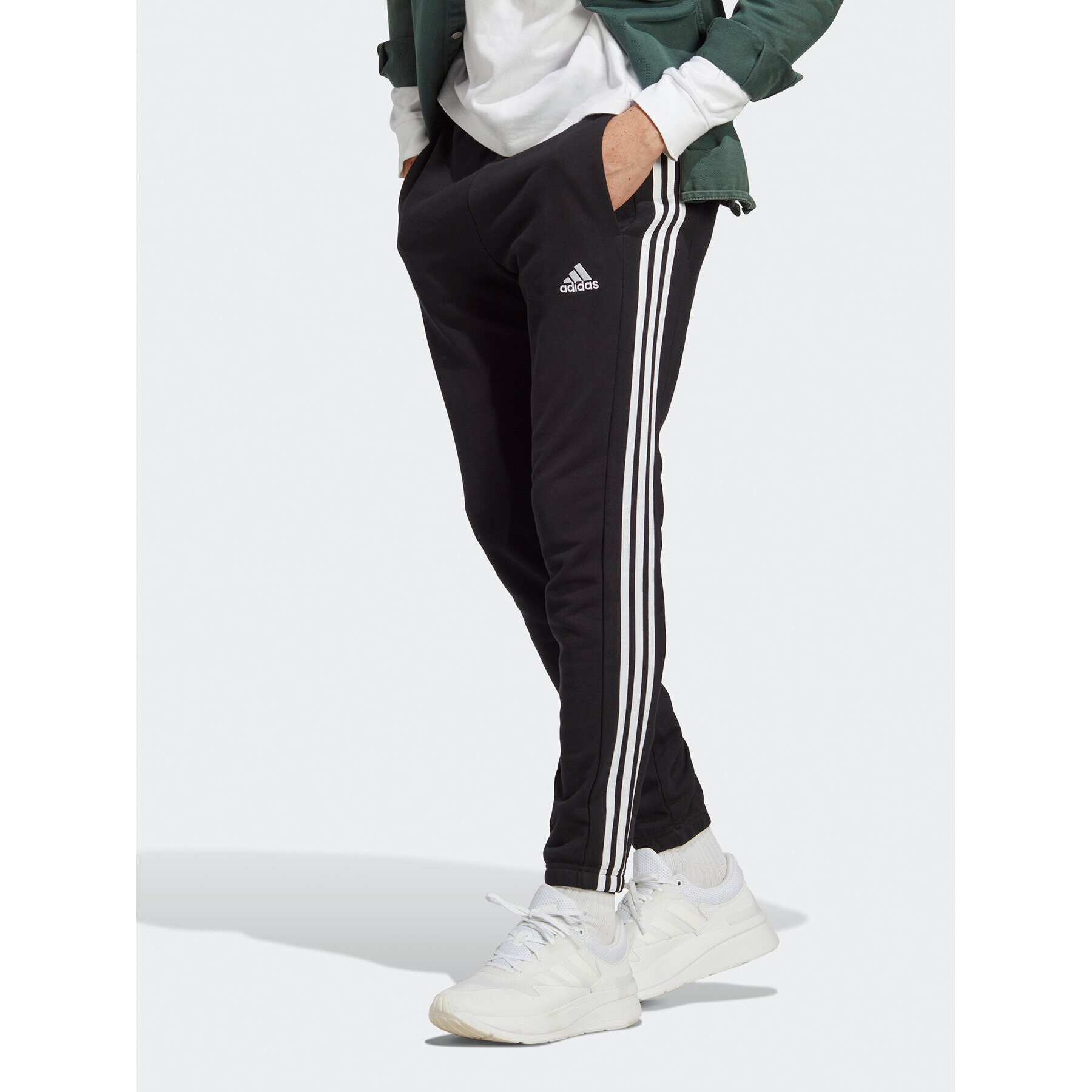 adidas Pantaloni trening Essentials French Terry Tapered Elastic Cuff 3-Stripes Joggers IC0050 Negru Regular Fit - Pled.ro