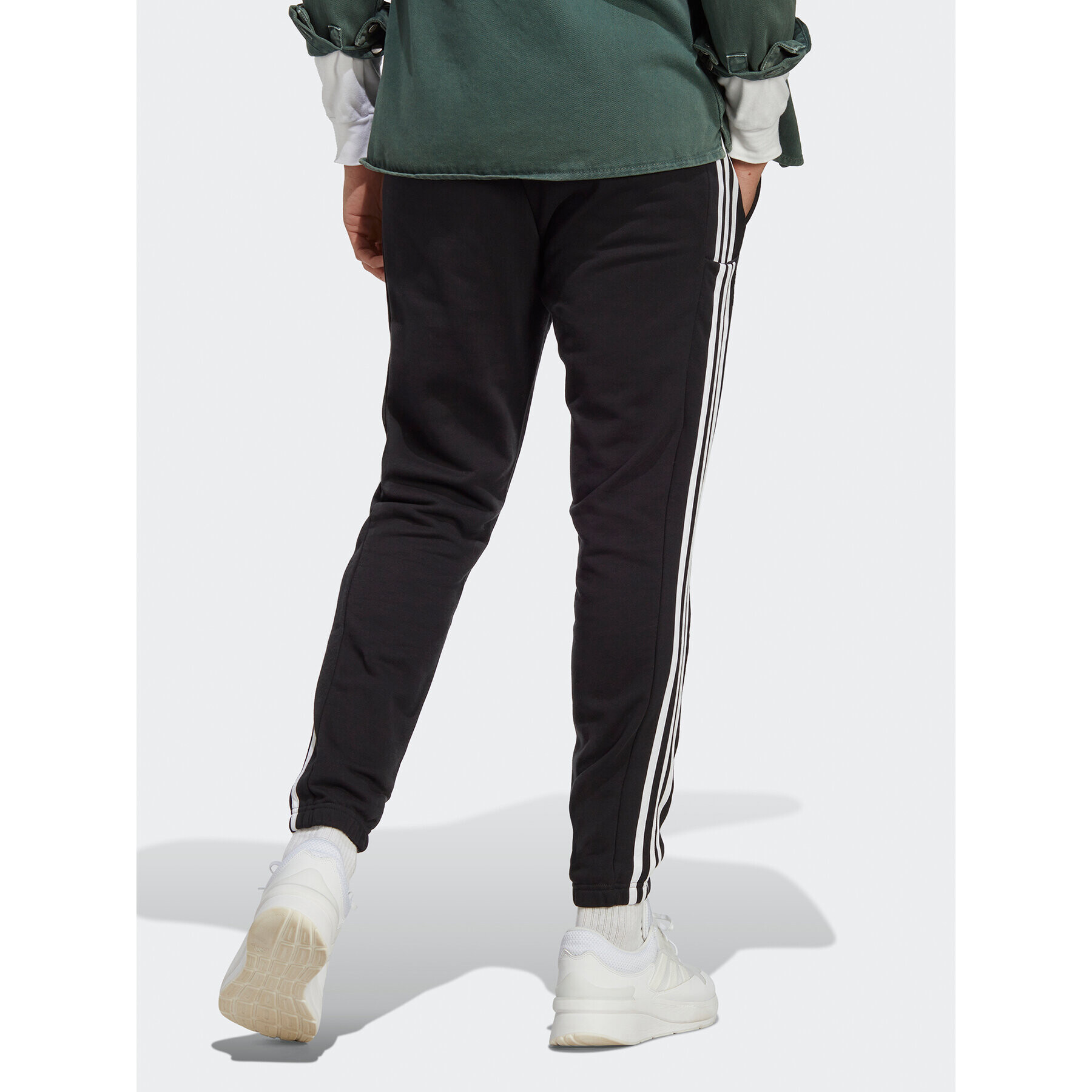 adidas Pantaloni trening Essentials French Terry Tapered Elastic Cuff 3-Stripes Joggers IC0050 Negru Regular Fit - Pled.ro