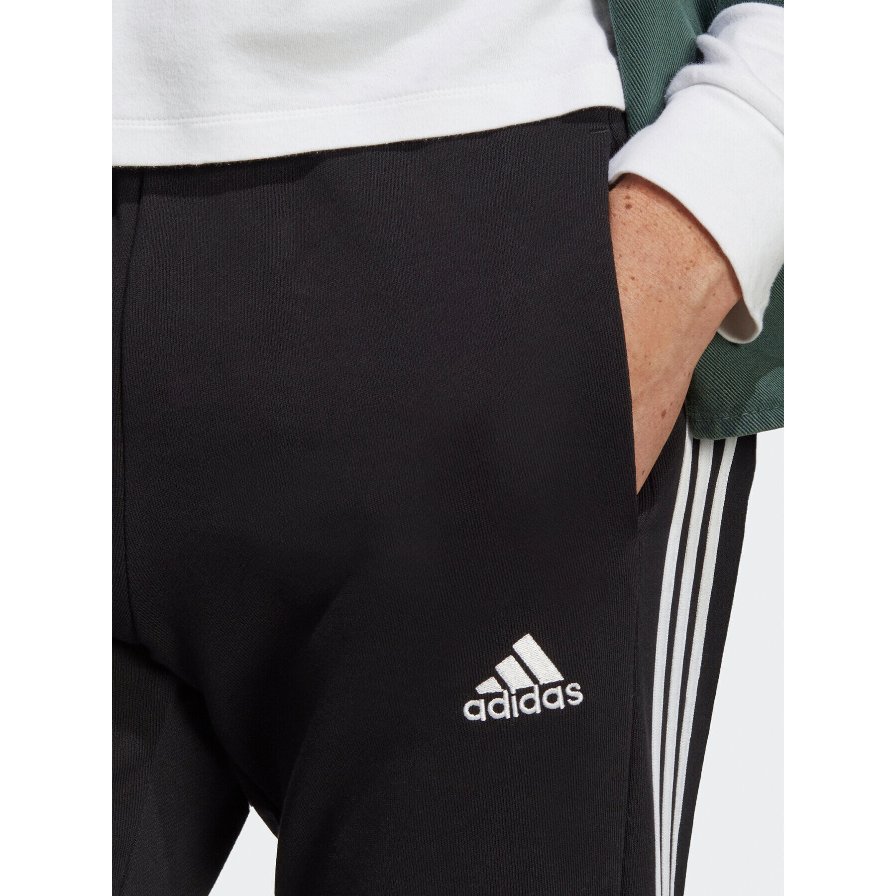 adidas Pantaloni trening Essentials French Terry Tapered Elastic Cuff 3-Stripes Joggers IC0050 Negru Regular Fit - Pled.ro