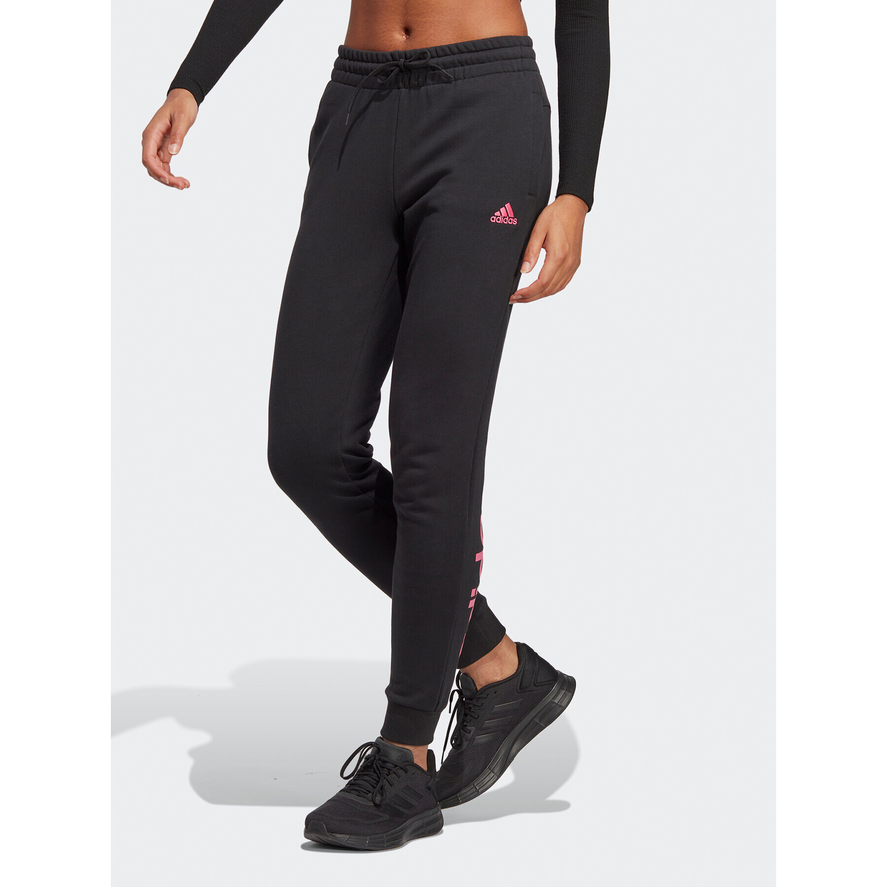 adidas Pantaloni trening Essentials Linear French Terry Cuffed Joggers IC6871 Negru Slim Fit - Pled.ro