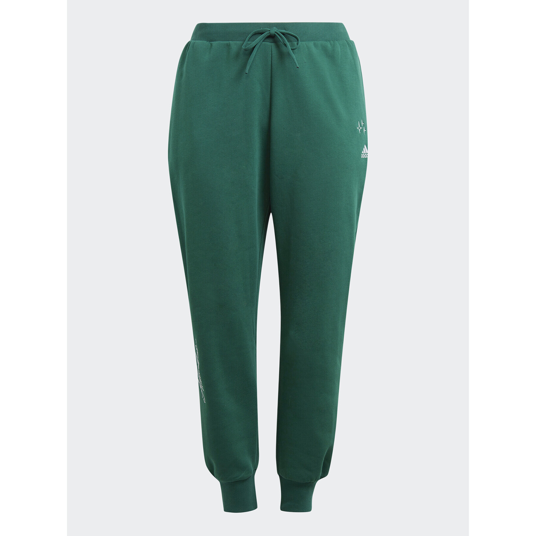 adidas Pantaloni trening Scribble Embroidery Fleece IK9649 Verde Loose Fit - Pled.ro