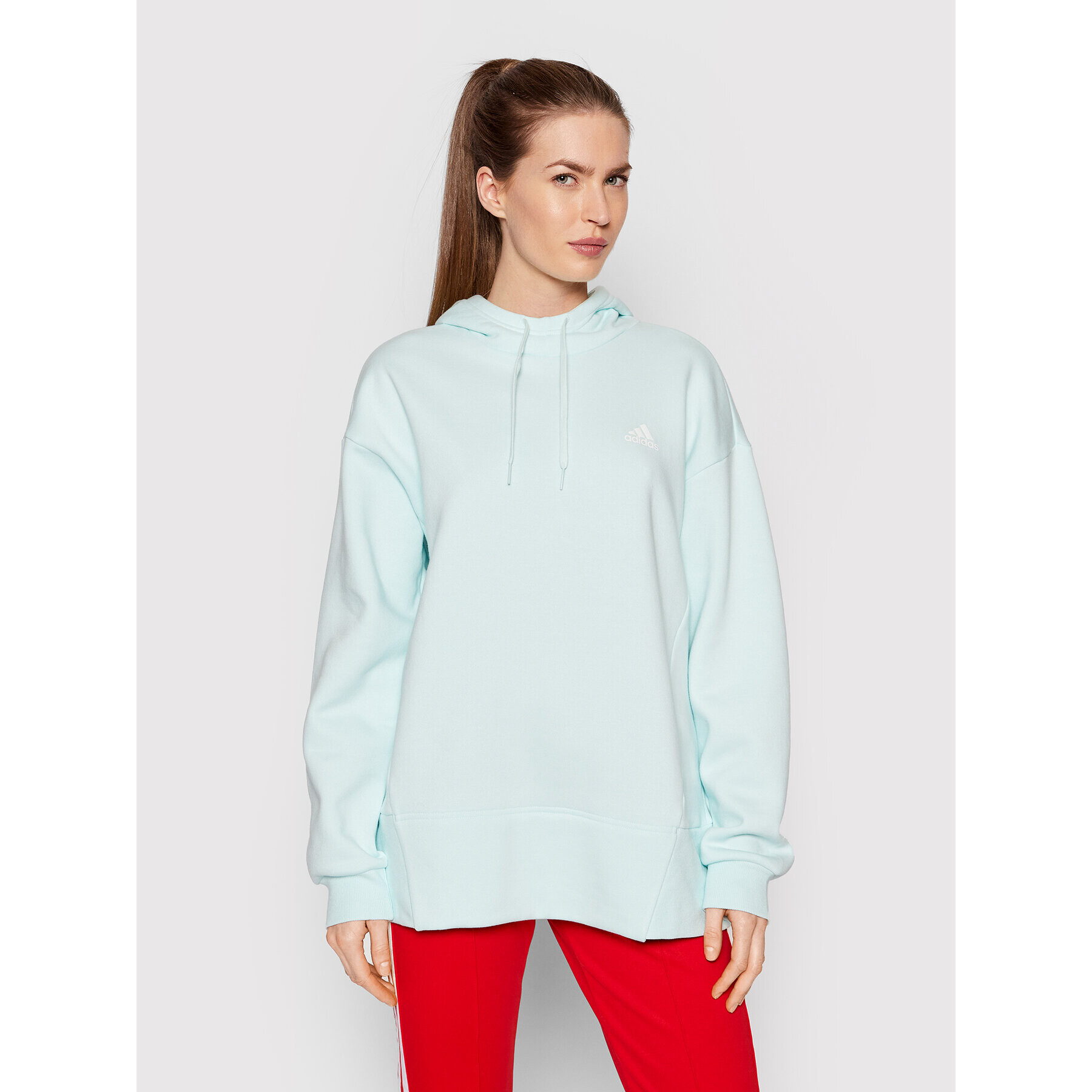 adidas Performance adidas Bluză Essentials Studio Fleece HD6771 Verde Loose Fit - Pled.ro