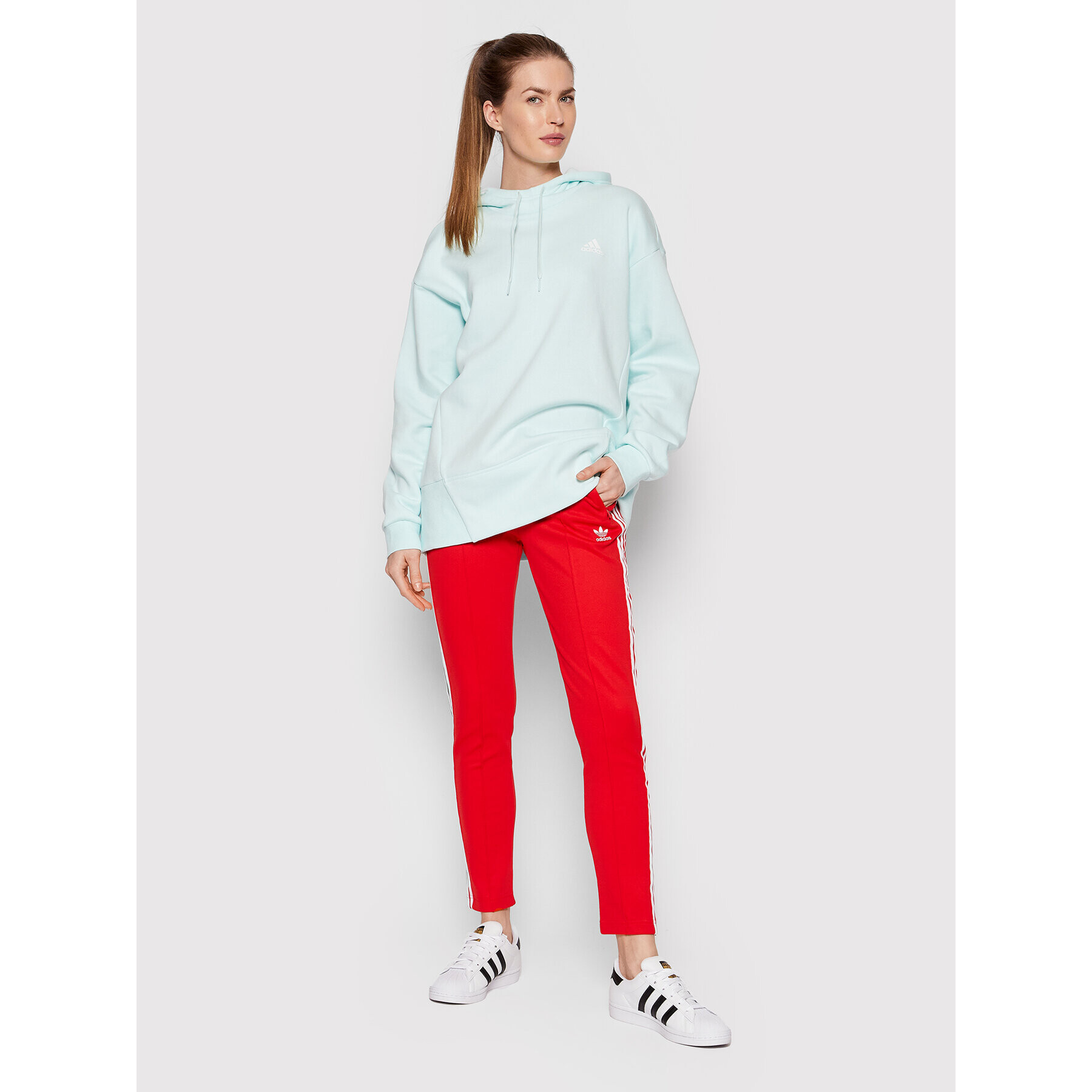 adidas Performance adidas Bluză Essentials Studio Fleece HD6771 Verde Loose Fit - Pled.ro