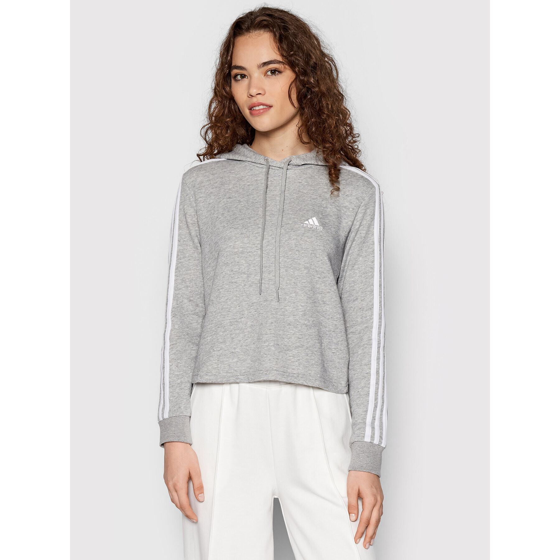 adidas Bluză Essentias 3-Stripes GM5592 Gri Loose Fit - Pled.ro