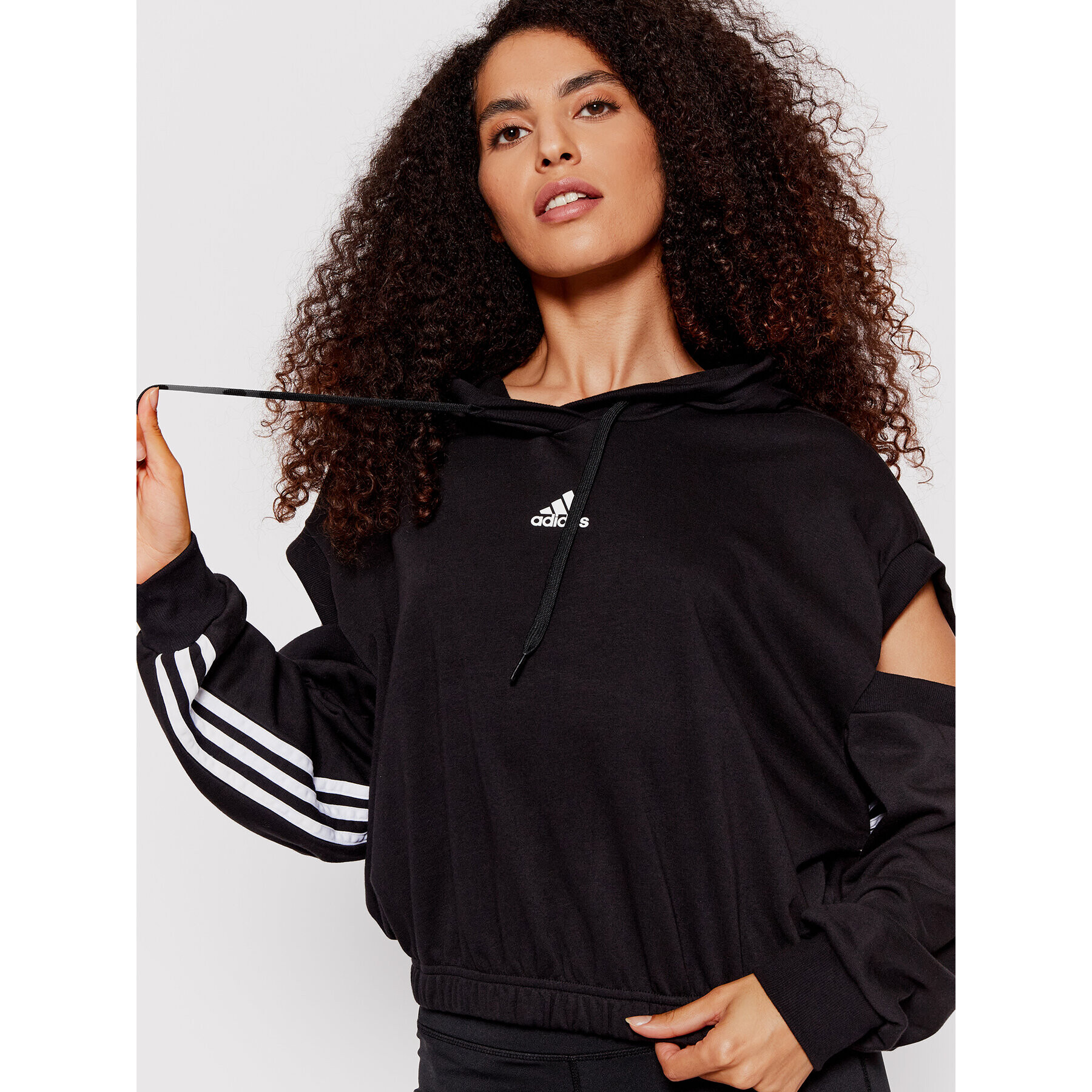 adidas Bluză Hyperglam 3-Stripes HC8817 Negru Loose Fit - Pled.ro