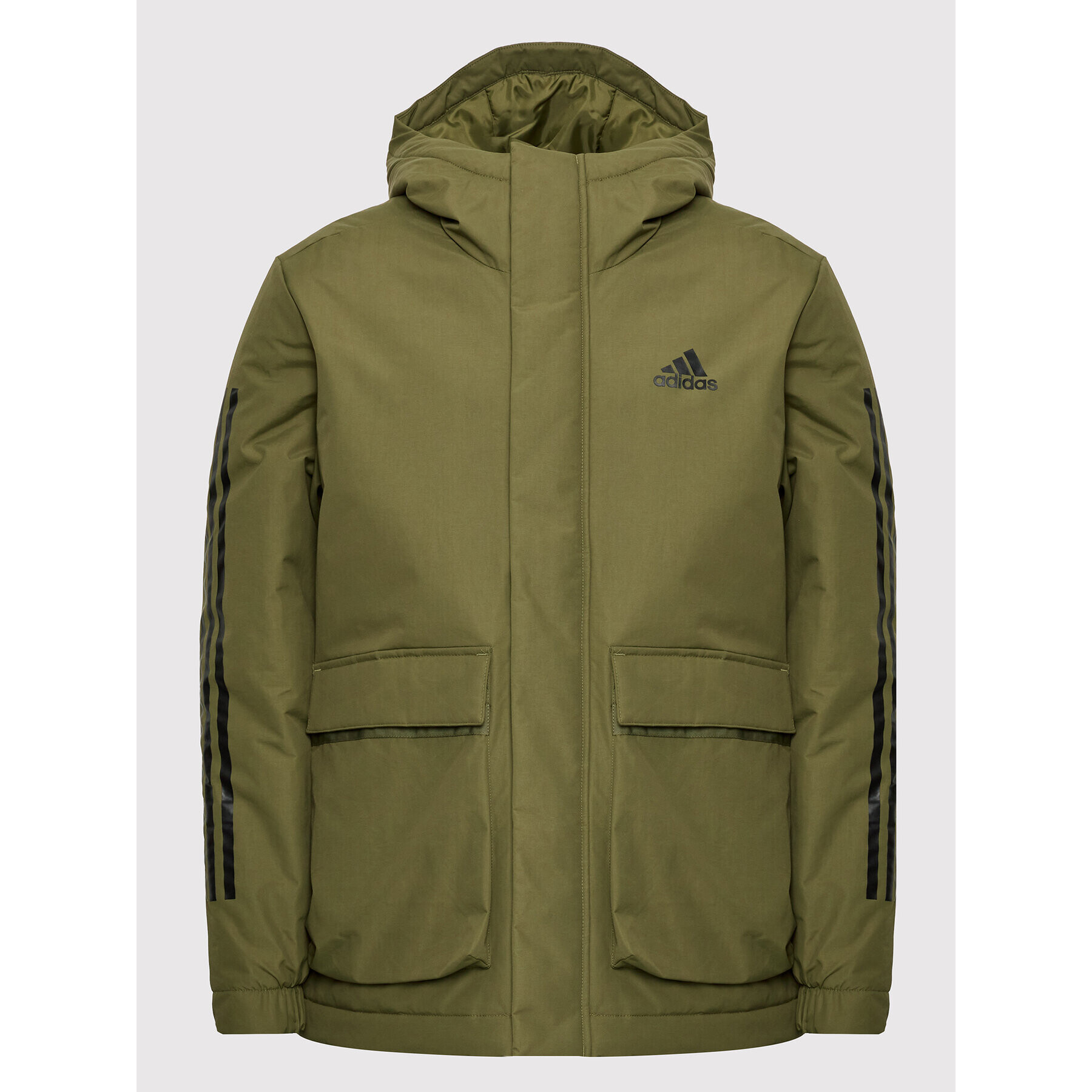 adidas Geacă de iarnă Utilitas 3-Stripes GT1691 Verde Regular Fit - Pled.ro