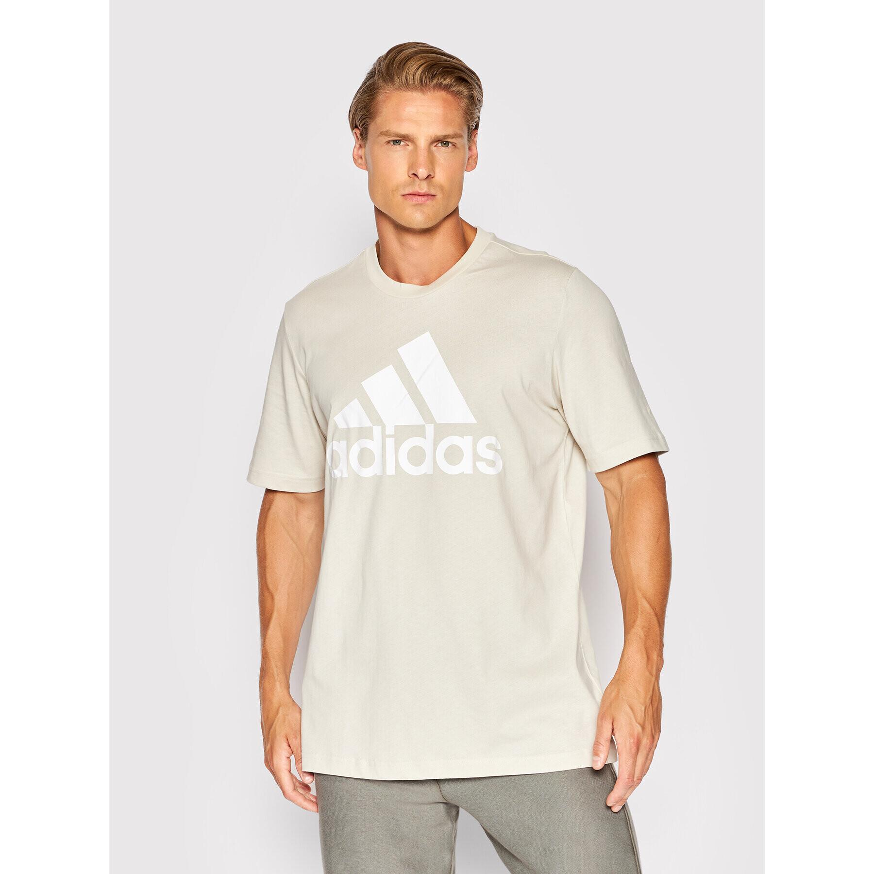 adidas Tricou Essentials Big Logo HL2252 Bej Regular Fit - Pled.ro