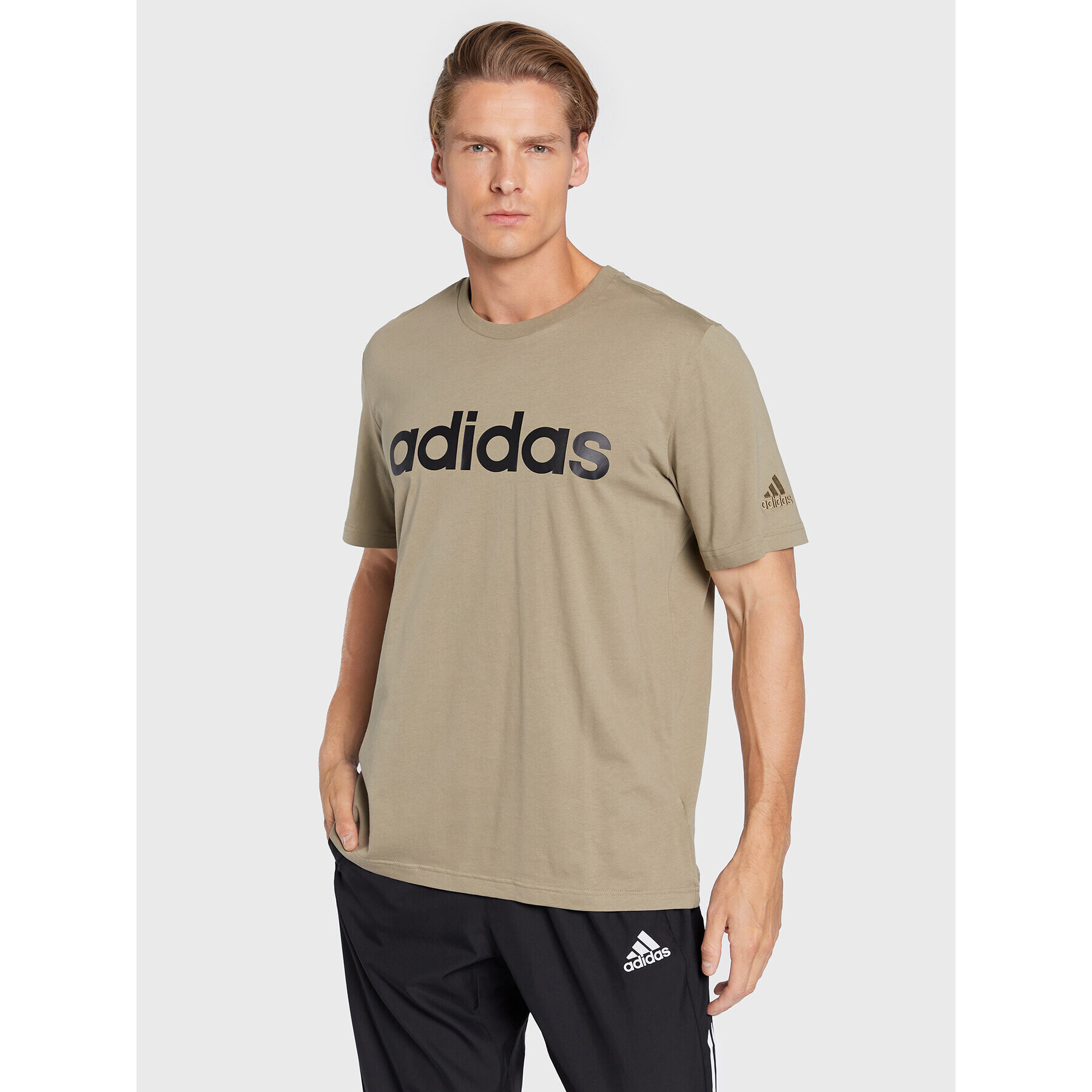 adidas Tricou Essentials Embroidered Linear Logo HC4962 Verde Regular Fit - Pled.ro