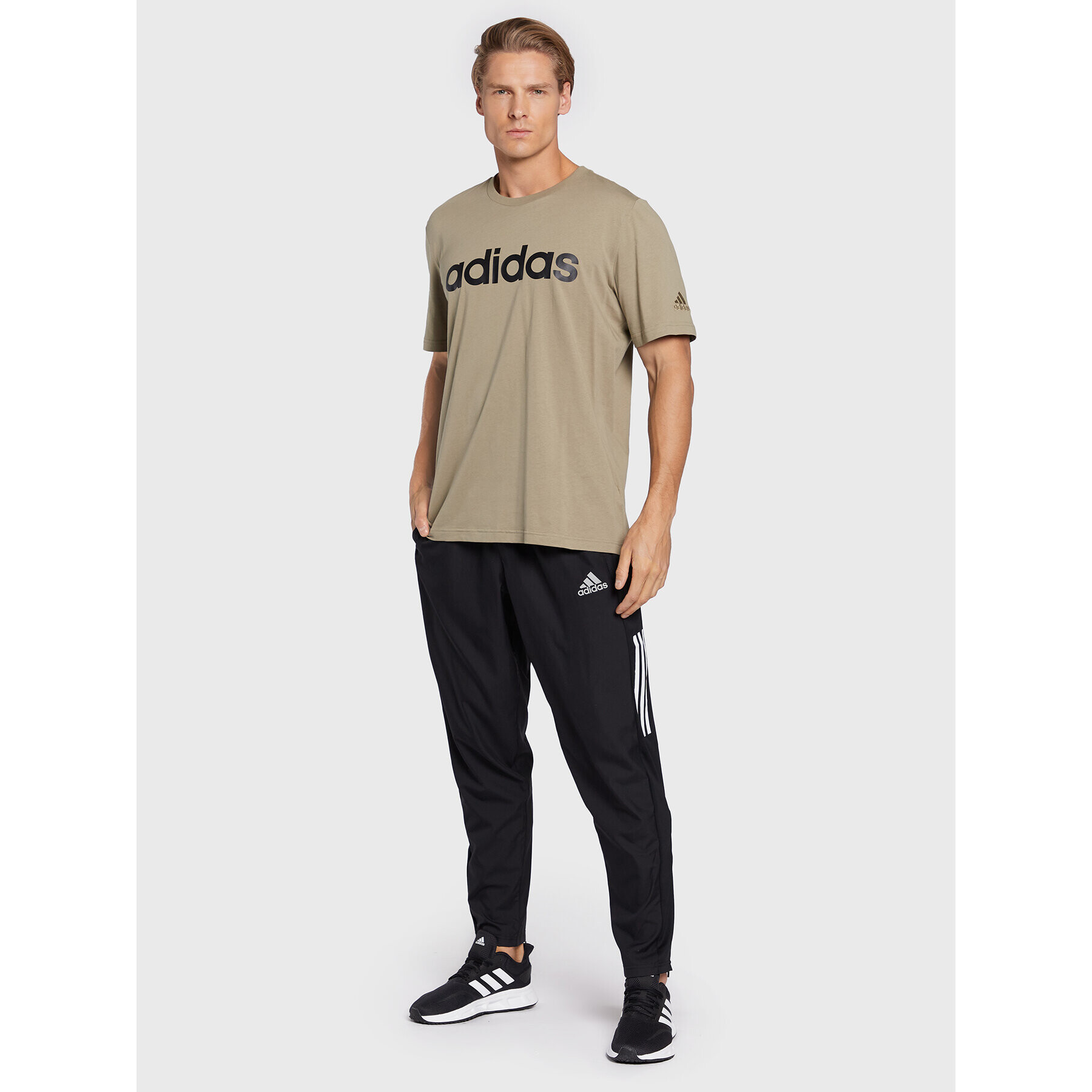 adidas Tricou Essentials Embroidered Linear Logo HC4962 Verde Regular Fit - Pled.ro