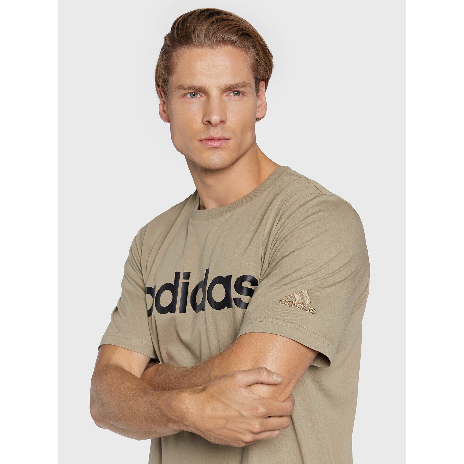 adidas Tricou Essentials Embroidered Linear Logo HC4962 Verde Regular Fit - Pled.ro