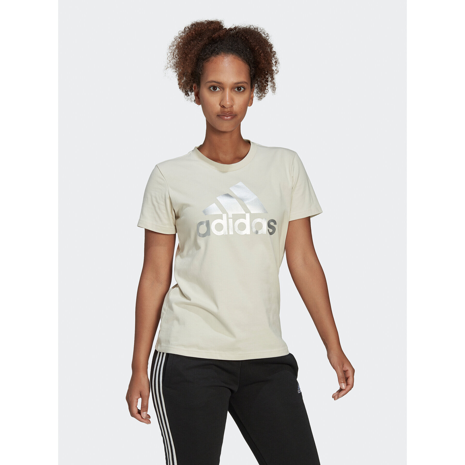 adidas Tricou Essentials Logo HL2032 Bej Regular Fit - Pled.ro