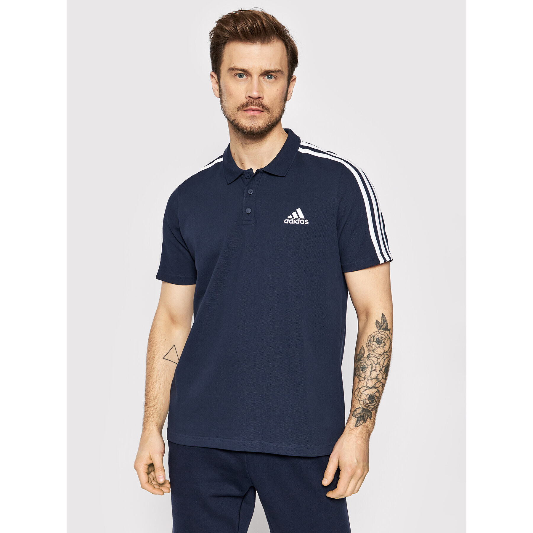 adidas Tricou polo Aeroready Essentials Pique Embroidered Small Logo 3-Stripes GK9100 Bleumarin Regular Fit - Pled.ro