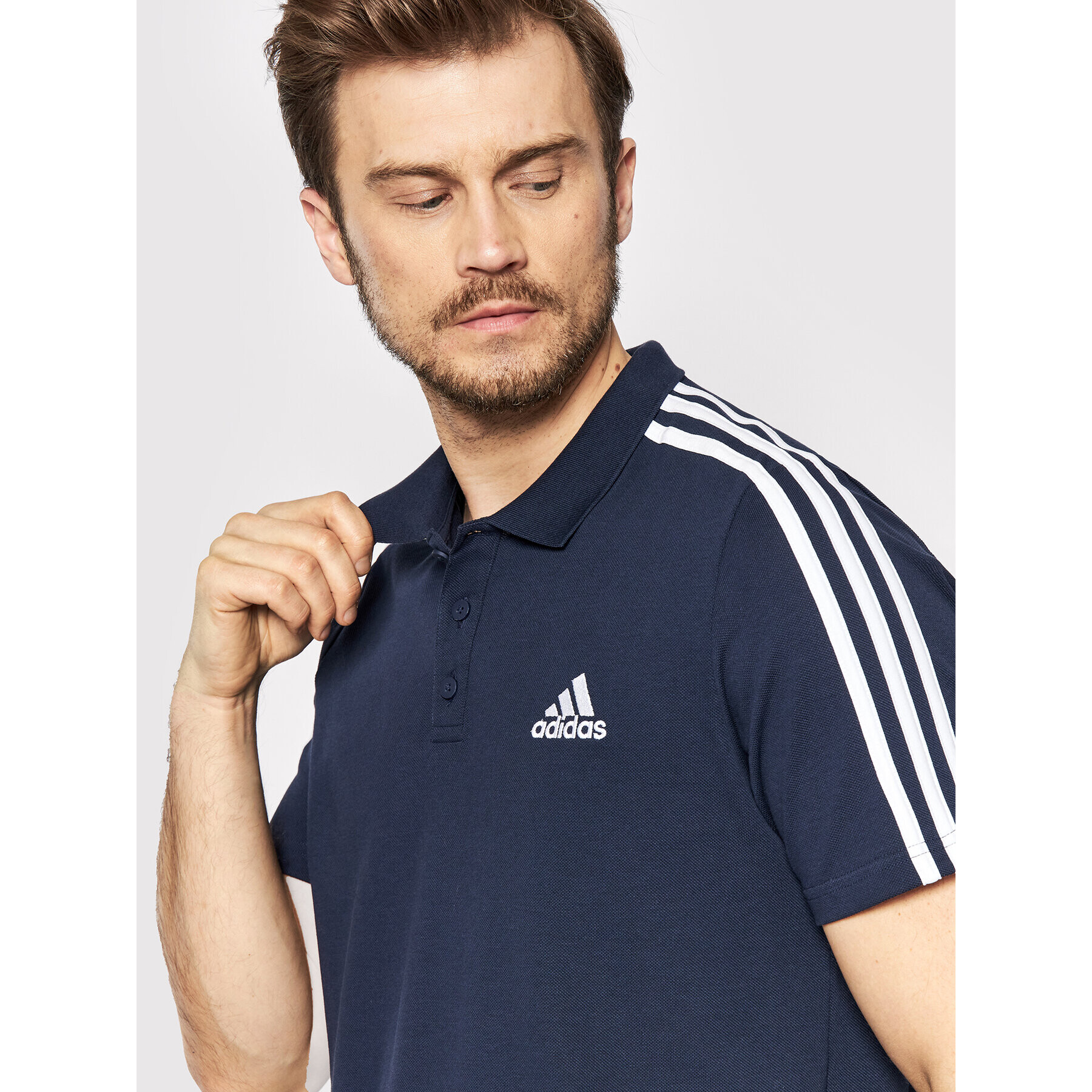 adidas Tricou polo Aeroready Essentials Pique Embroidered Small Logo 3-Stripes GK9100 Bleumarin Regular Fit - Pled.ro