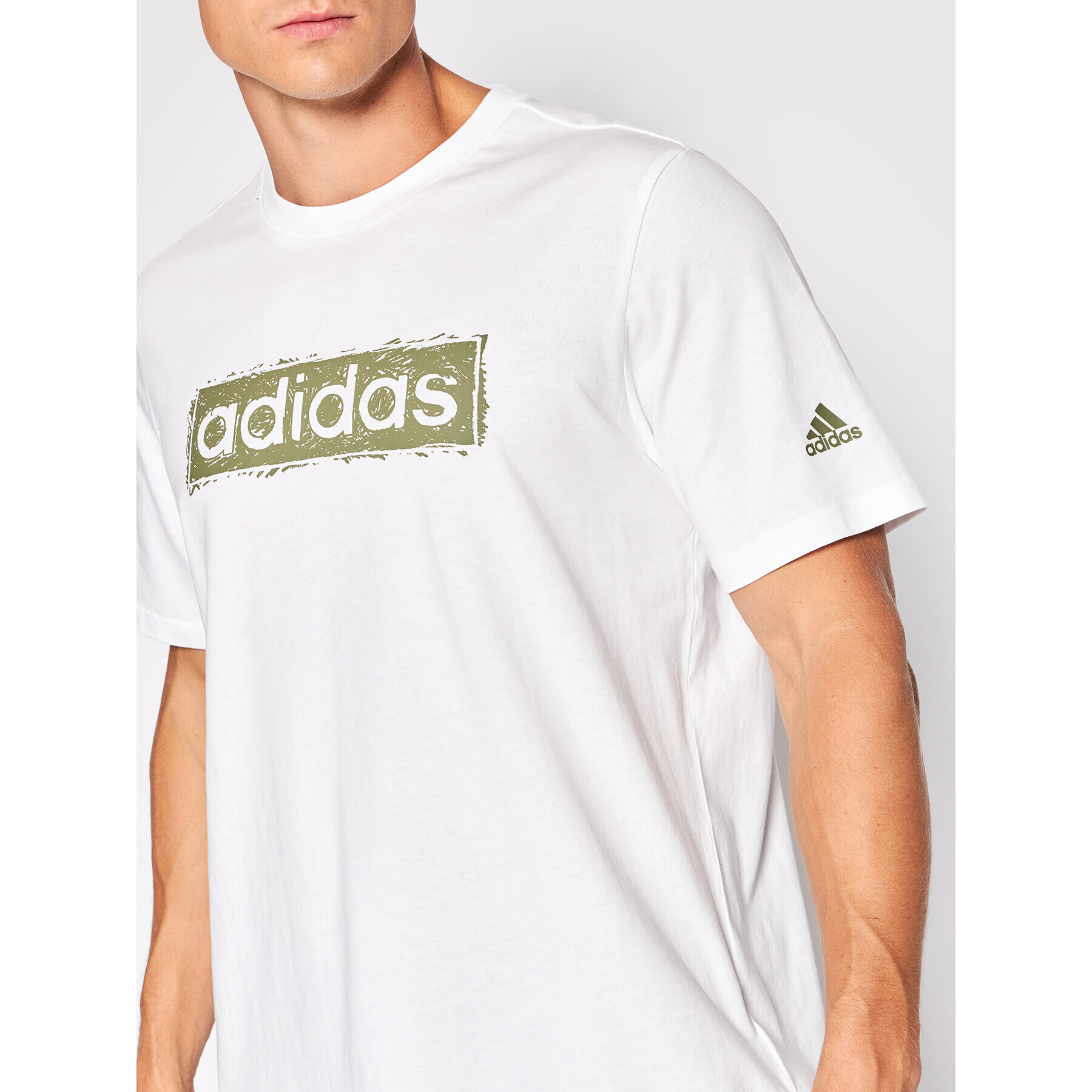 adidas Tricou Sketch Linear Graphic HK9177 Alb Regular Fit - Pled.ro