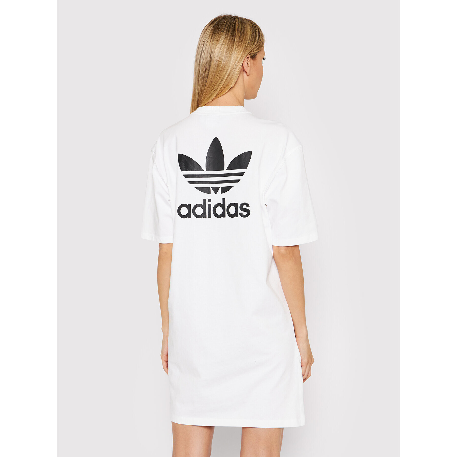 adidas Rochie de zi adicolor Classics Big Trefoil HC2034 Alb Relaxed Fit - Pled.ro