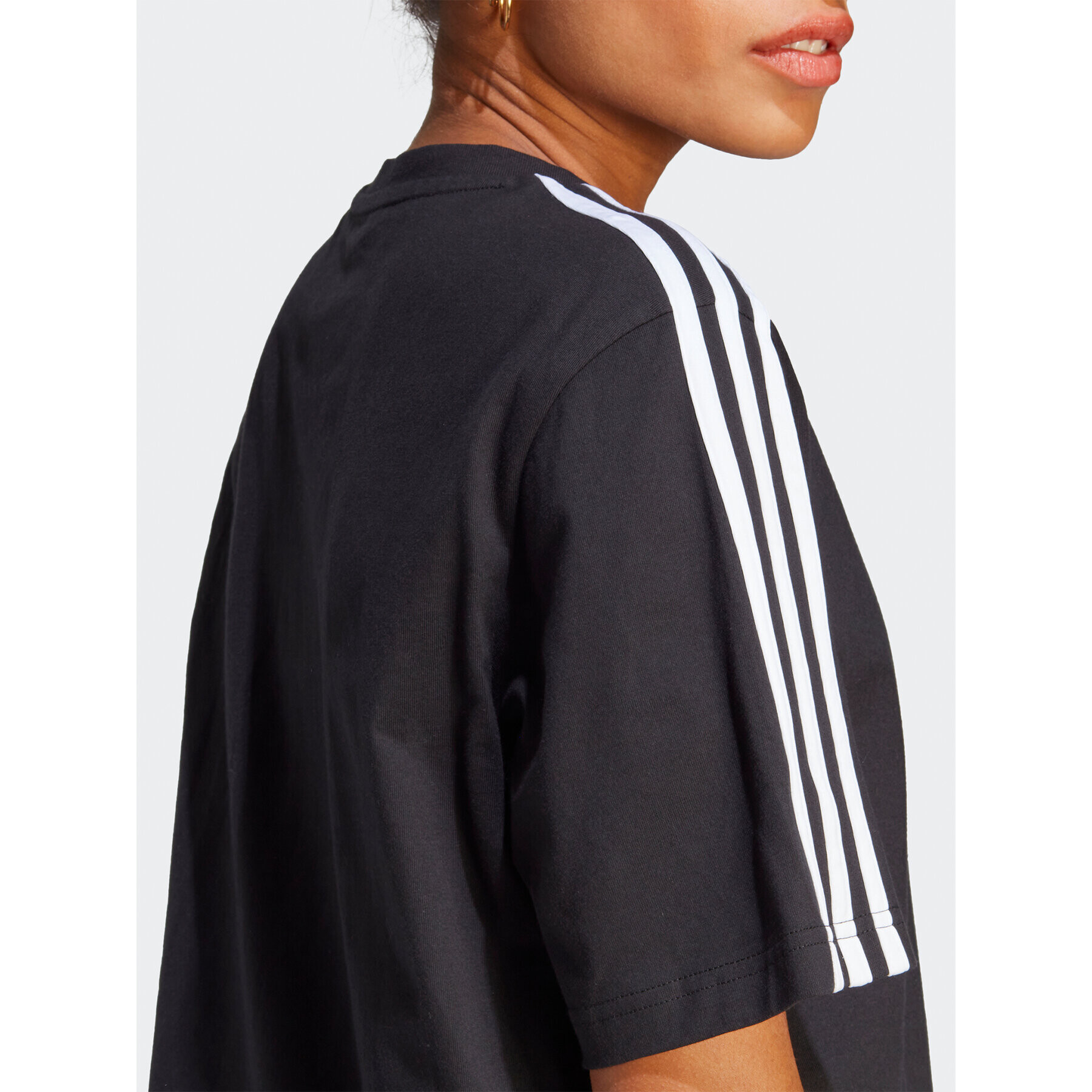 adidas Rochie de zi Essentials 3-Stripes Single Jersey Boyfriend Tee Dress HR4923 Negru Loose Fit - Pled.ro