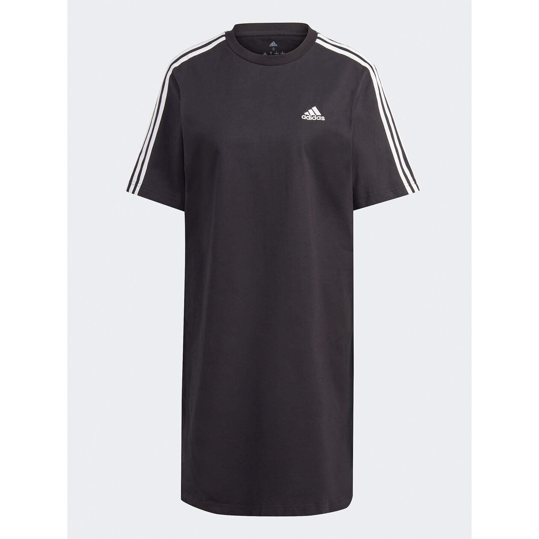 adidas Rochie de zi Essentials 3-Stripes Single Jersey Boyfriend Tee Dress HR4923 Negru Loose Fit - Pled.ro