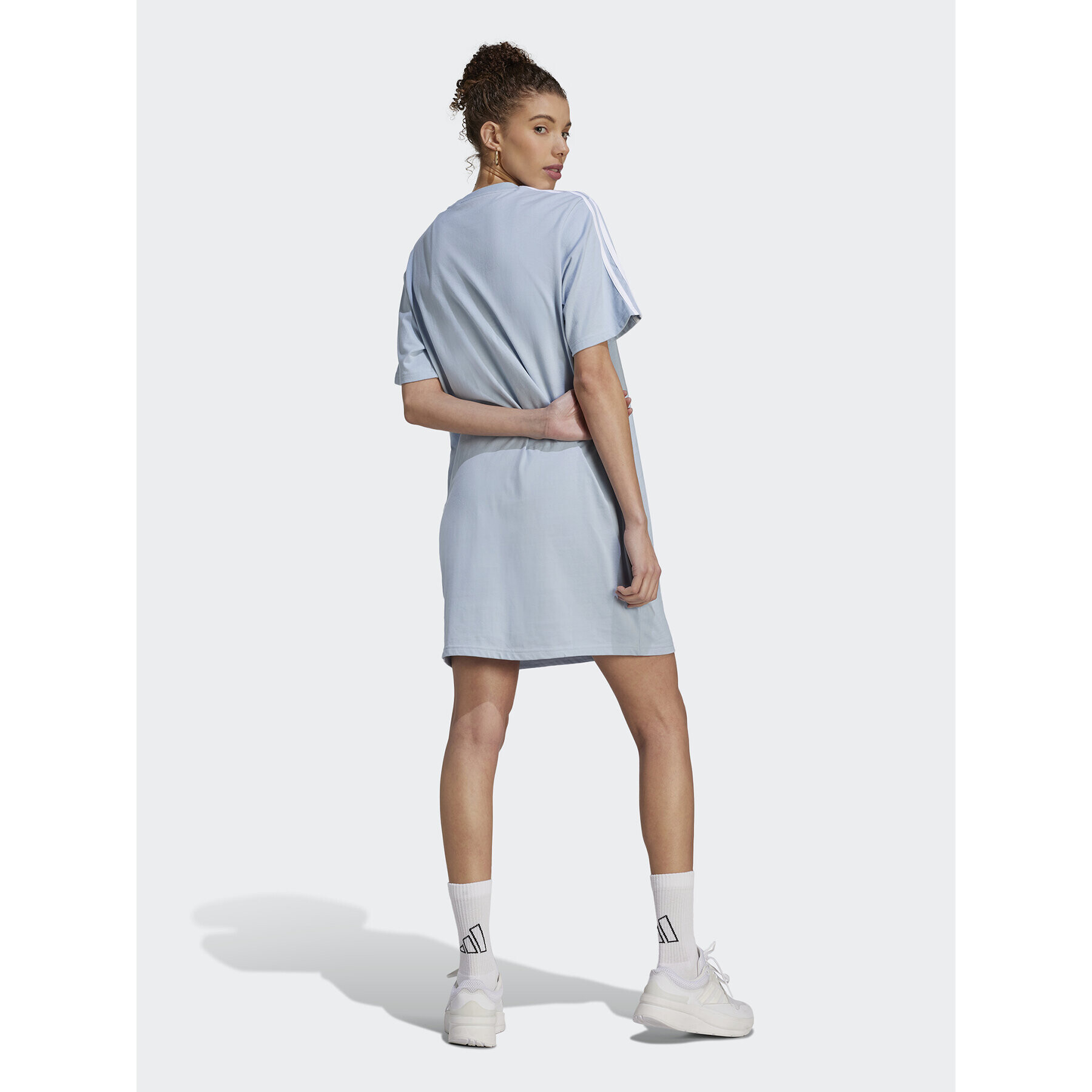 adidas Rochie de zi Essentials 3-Stripes Single Jersey Boyfriend Tee Dress IL3315 Albastru Loose Fit - Pled.ro