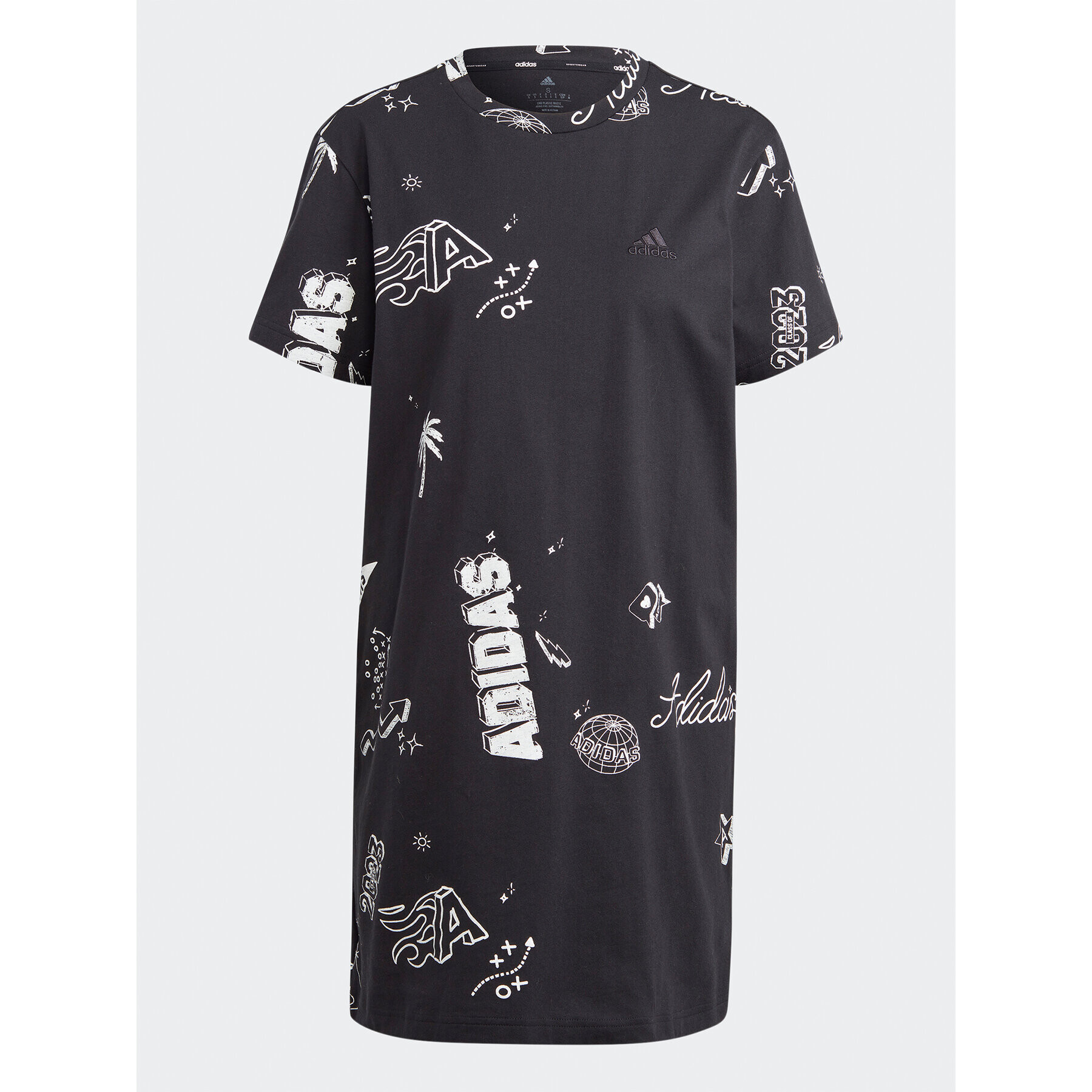 adidas Rochie de zi Scribble IA3139 Negru Loose Fit - Pled.ro