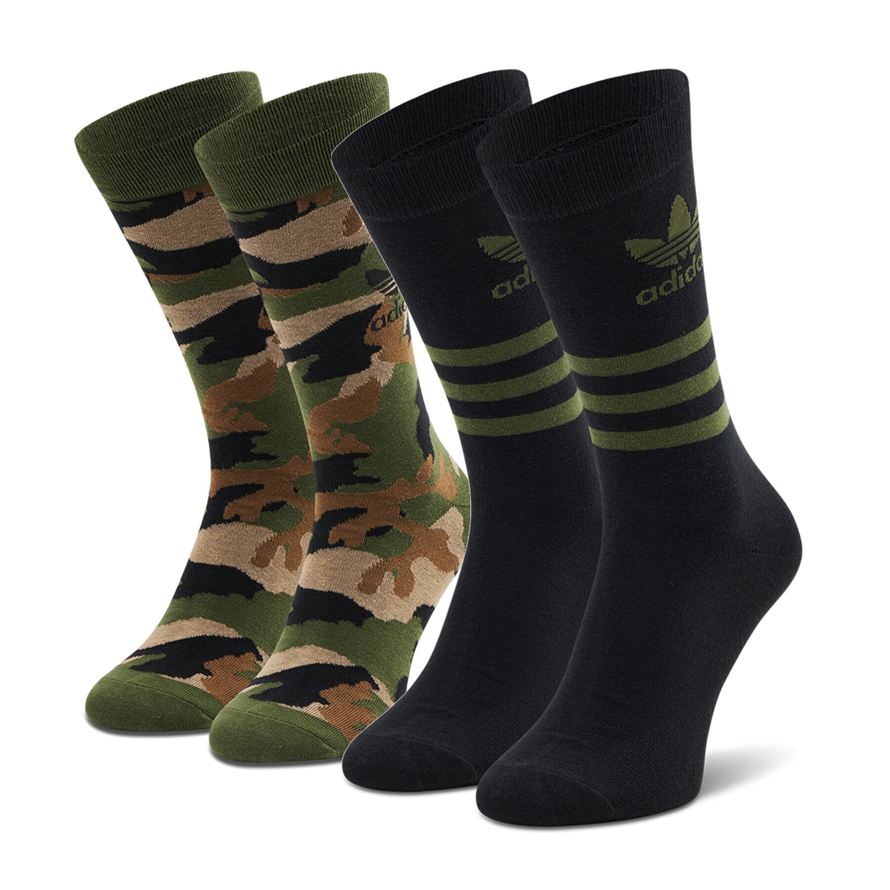 adidas Set de 2 perechi de șosete lungi unisex Camo Crew Sock GN3092 Verde - Pled.ro