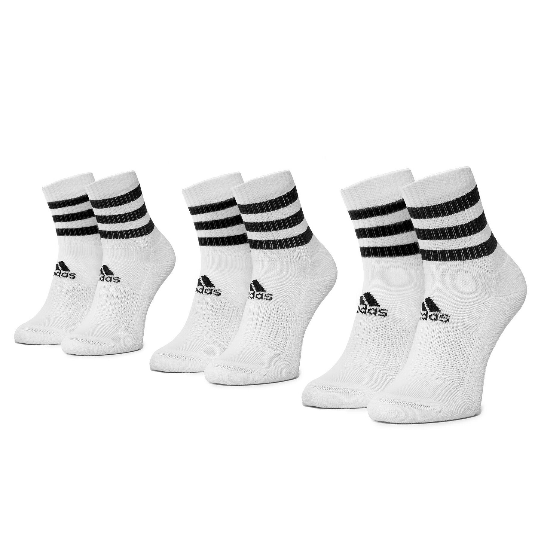 adidas Set de 3 perechi de șosete medii unisex 3S Csh Crw3p DZ9346 Alb - Pled.ro