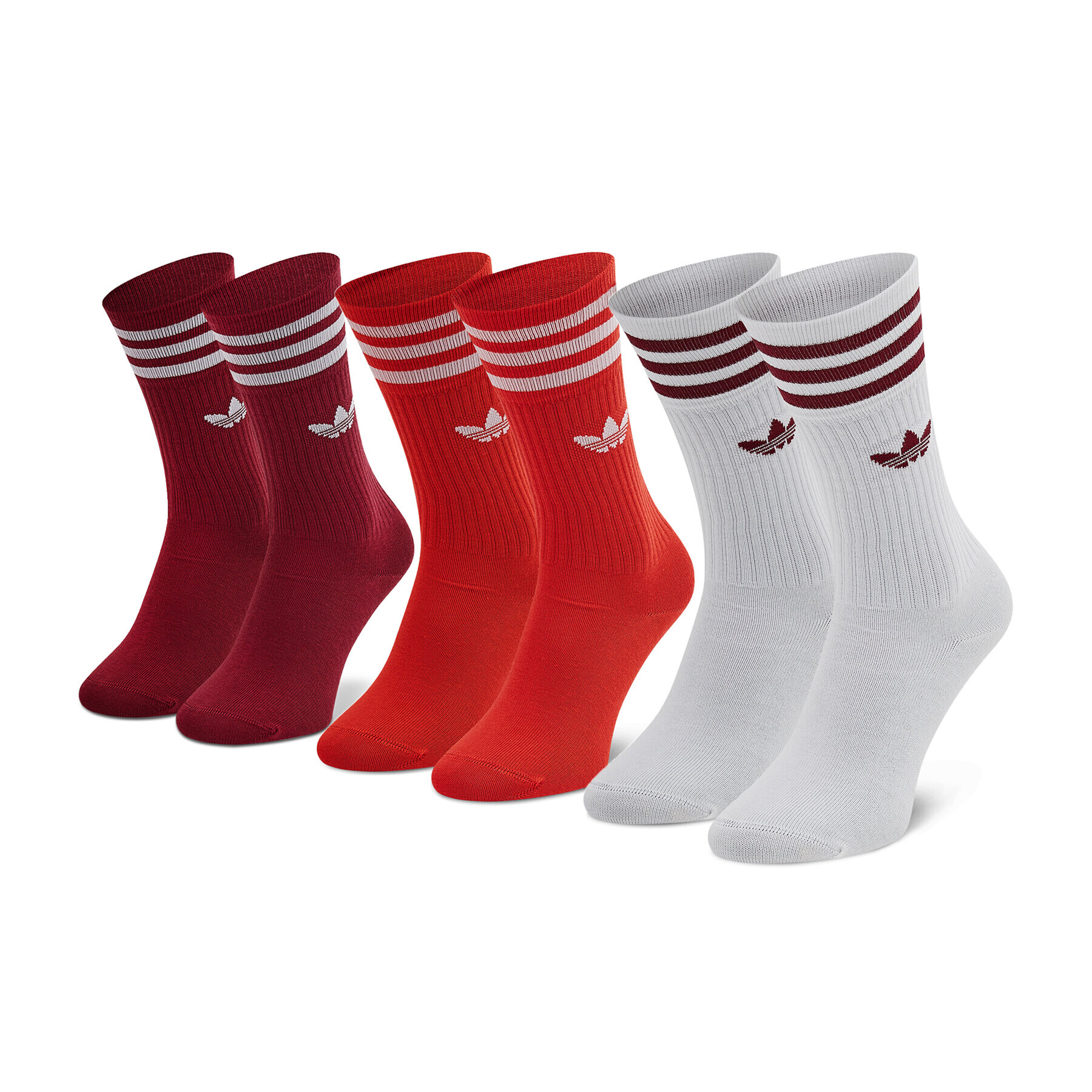 adidas Set de 3 perechi de șosete medii unisex Solid Crew Sock H32331 Roșu - Pled.ro