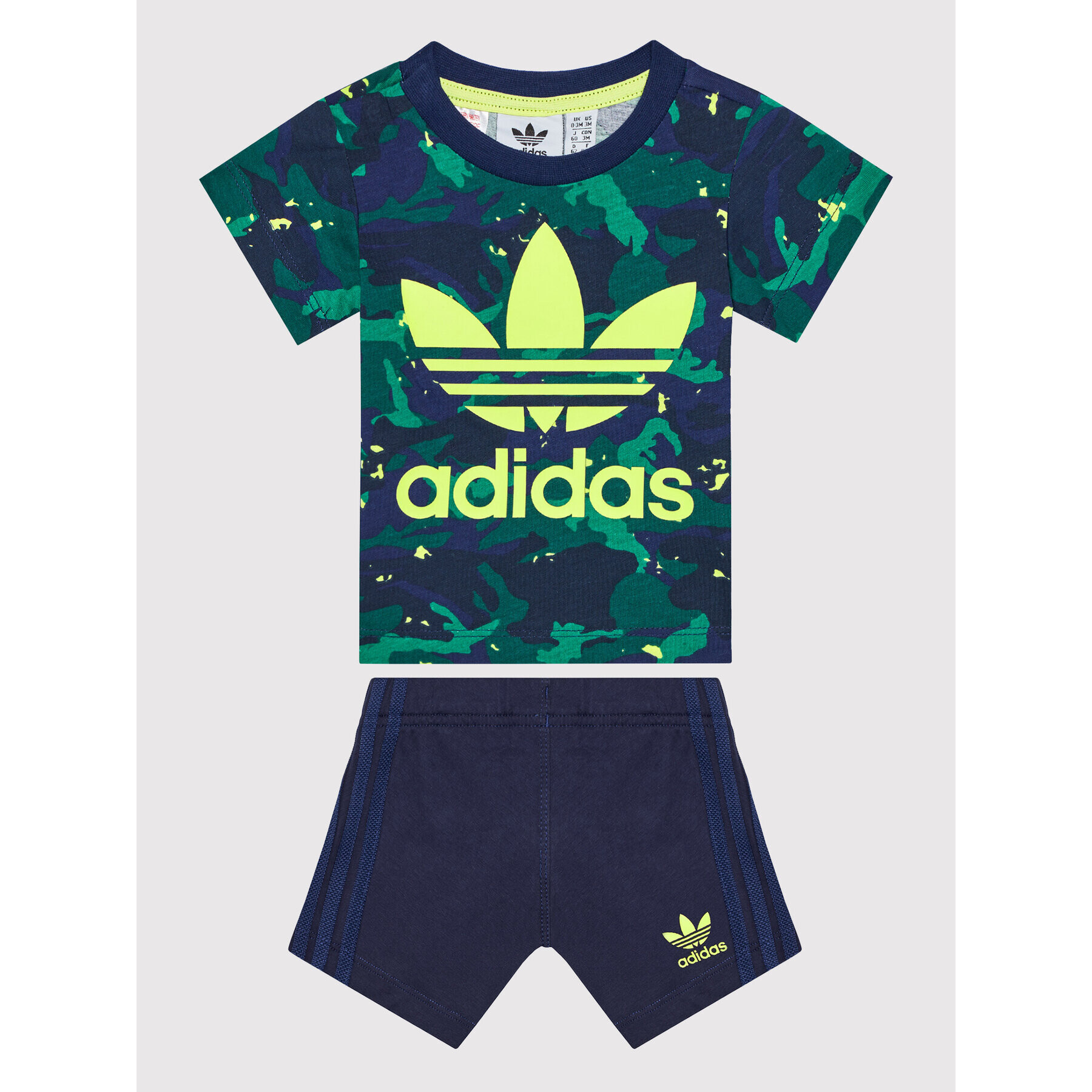 adidas Set tricou și pantaloni scurți sport Camo H20308 Bleumarin Regular Fit - Pled.ro