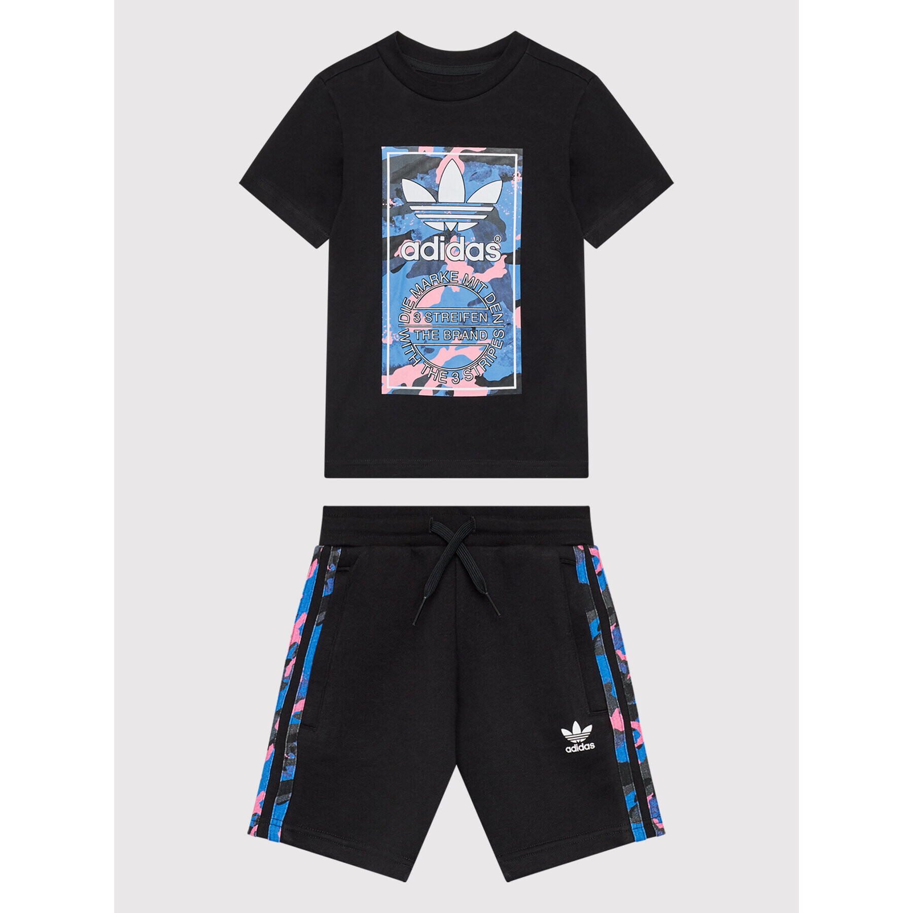 adidas Set tricou și pantaloni scurți sport Camo HK0332 Negru Regular Fit - Pled.ro