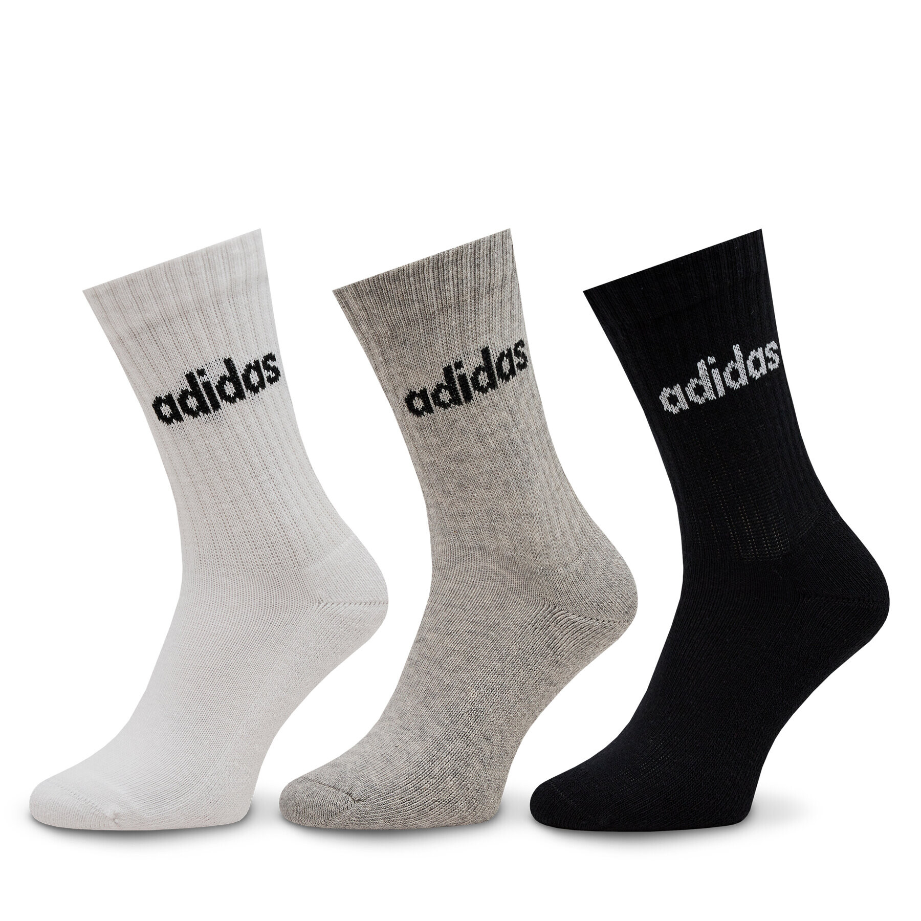 adidas Șosete Înalte Unisex Linear Crew Cushioned Socks 3 Pairs IC1302 Gri - Pled.ro