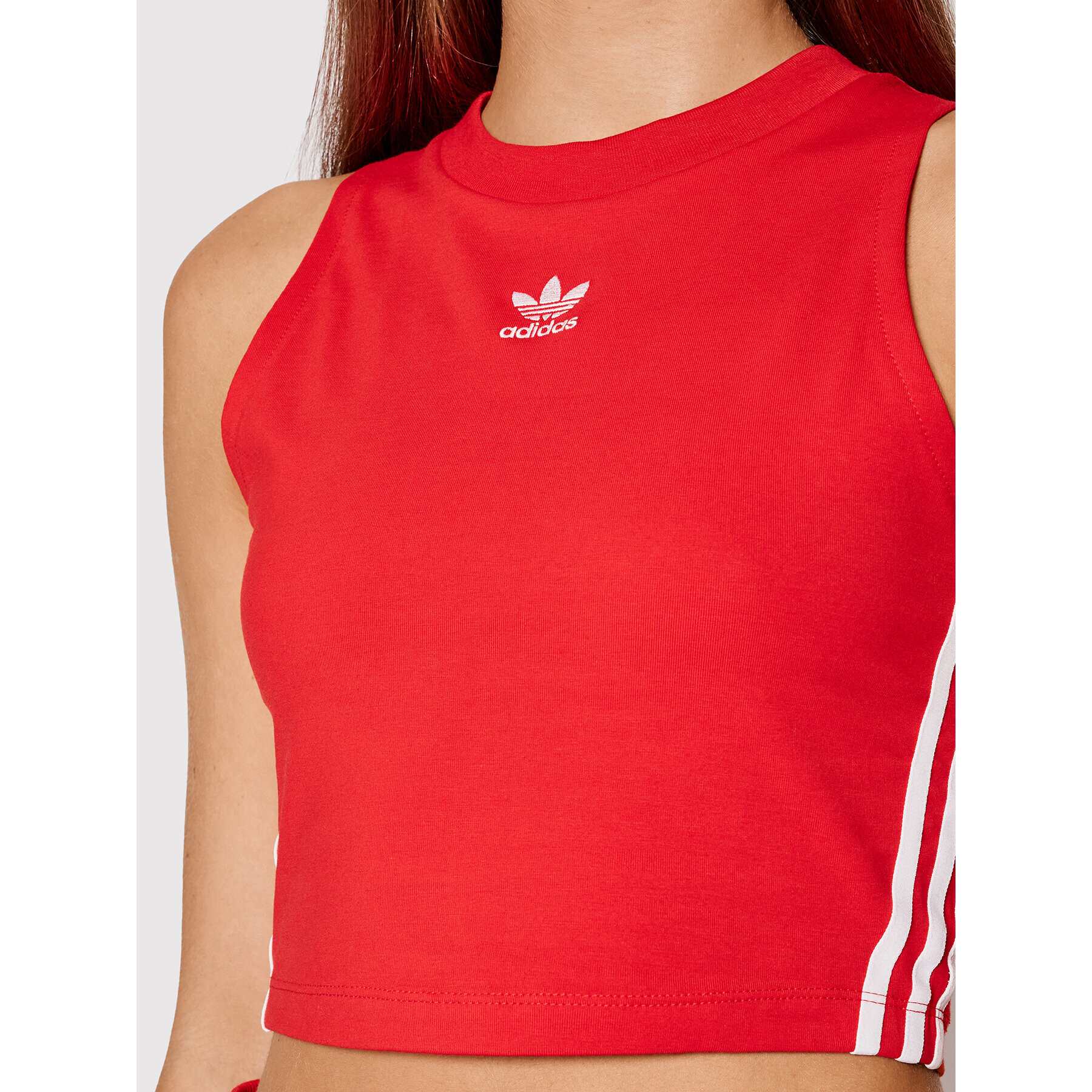 adidas Top adicolor Classics Cropped H38733 Roșu Slim Fit - Pled.ro