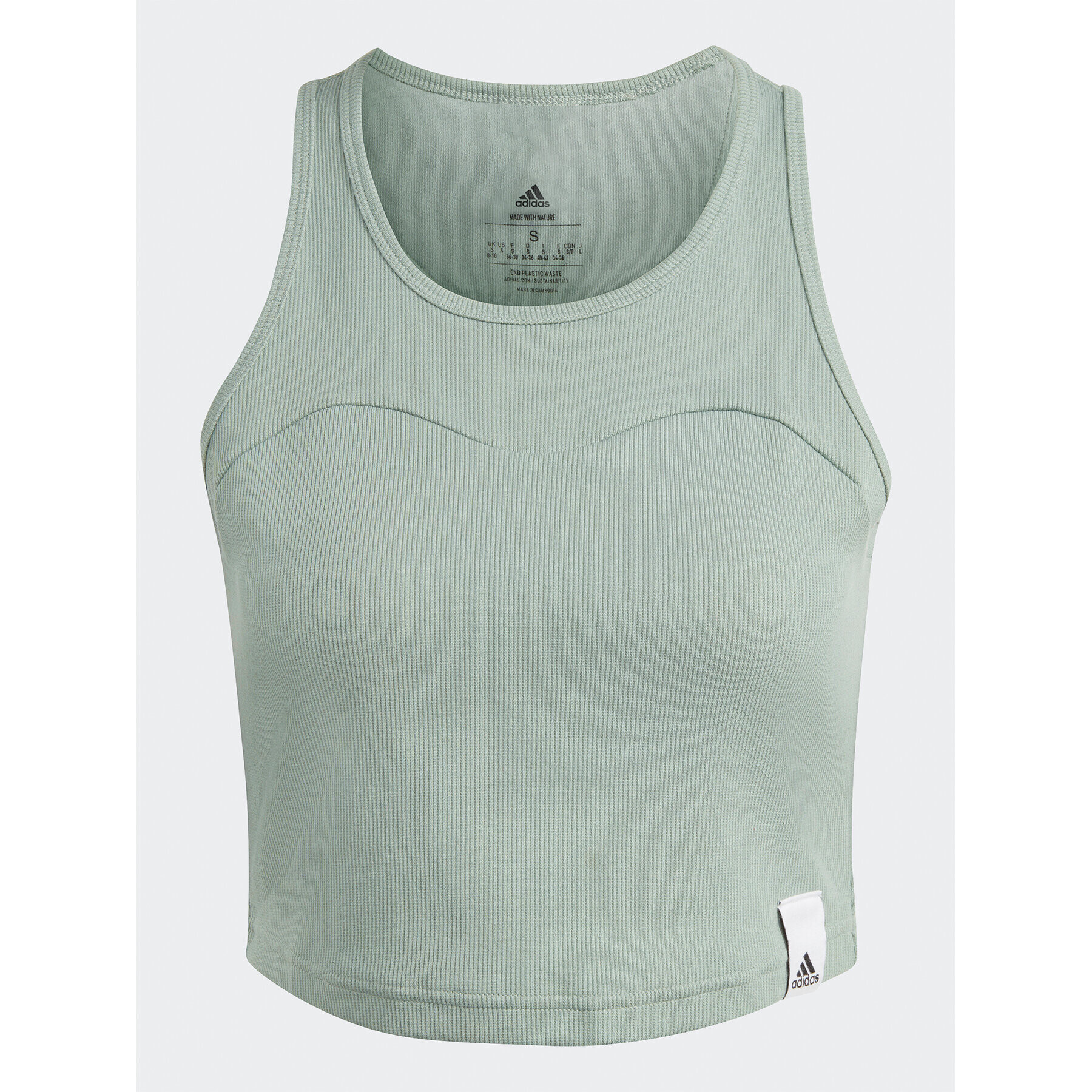 adidas Top Lounge Rib Tank Top IC8757 Verde Fitted Fit - Pled.ro