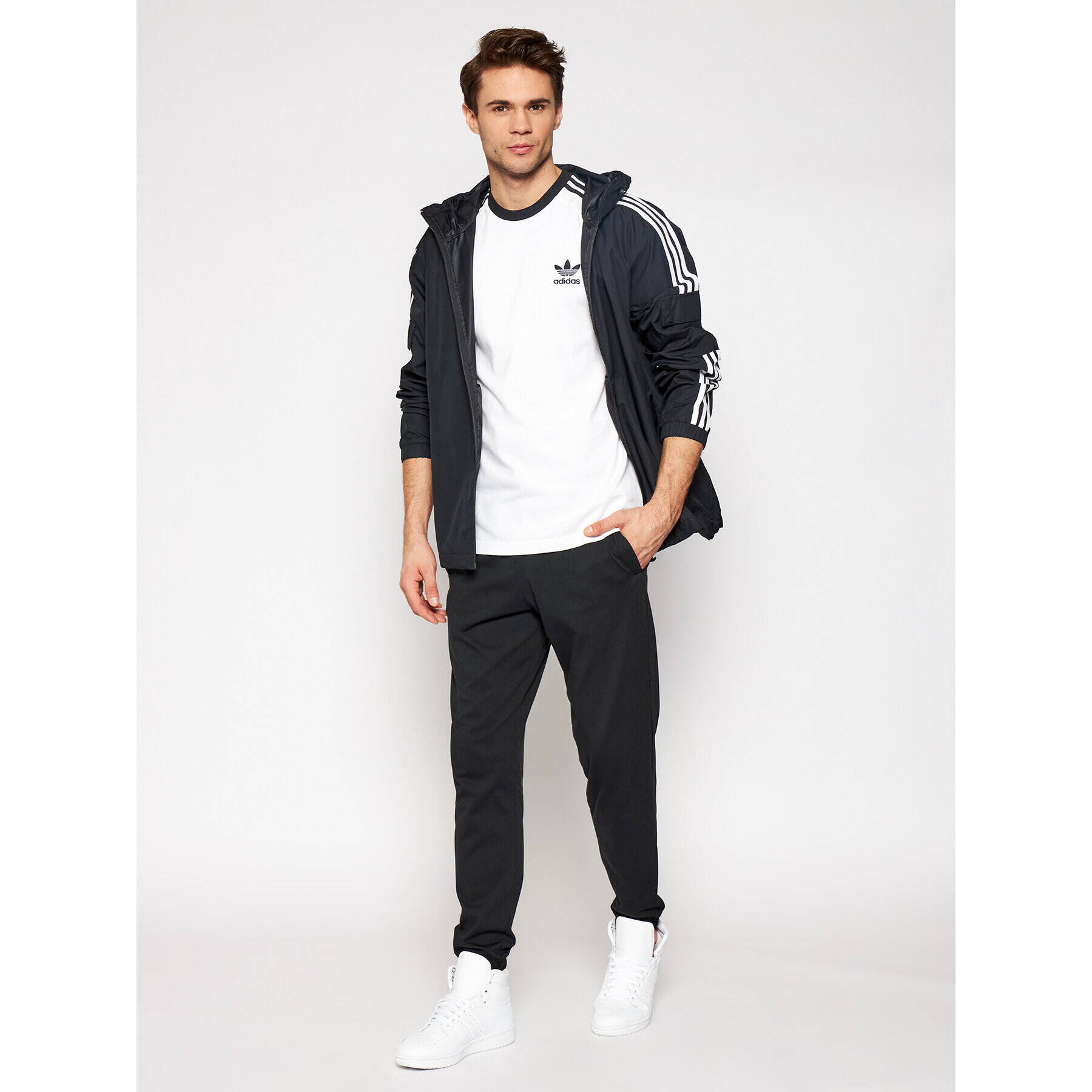 adidas Tricou adicolor Classics 3-Stripes GN3494 Alb Slim Fit - Pled.ro